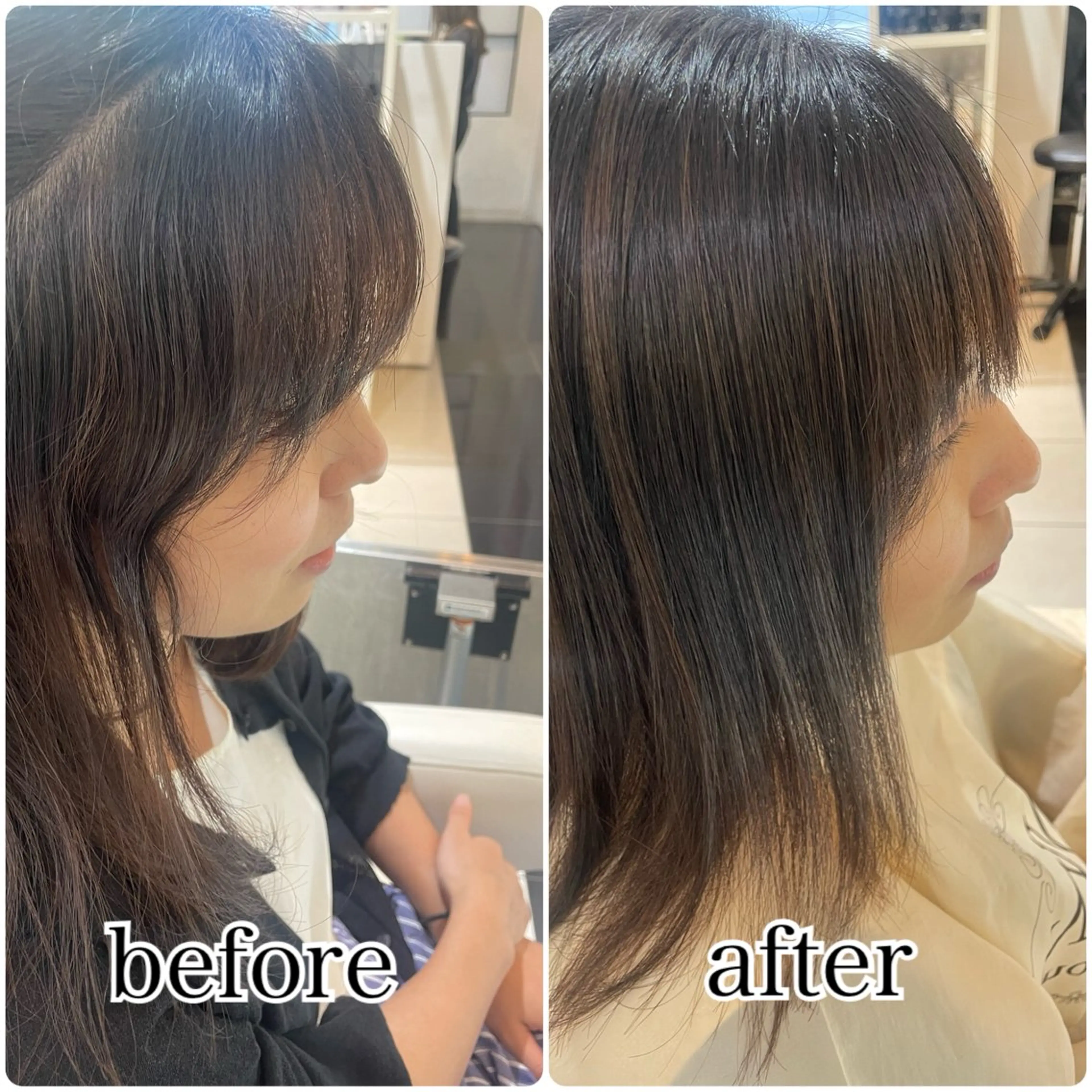 ミディアム 髪質改善カラー 清利あやなのヘアスタイル