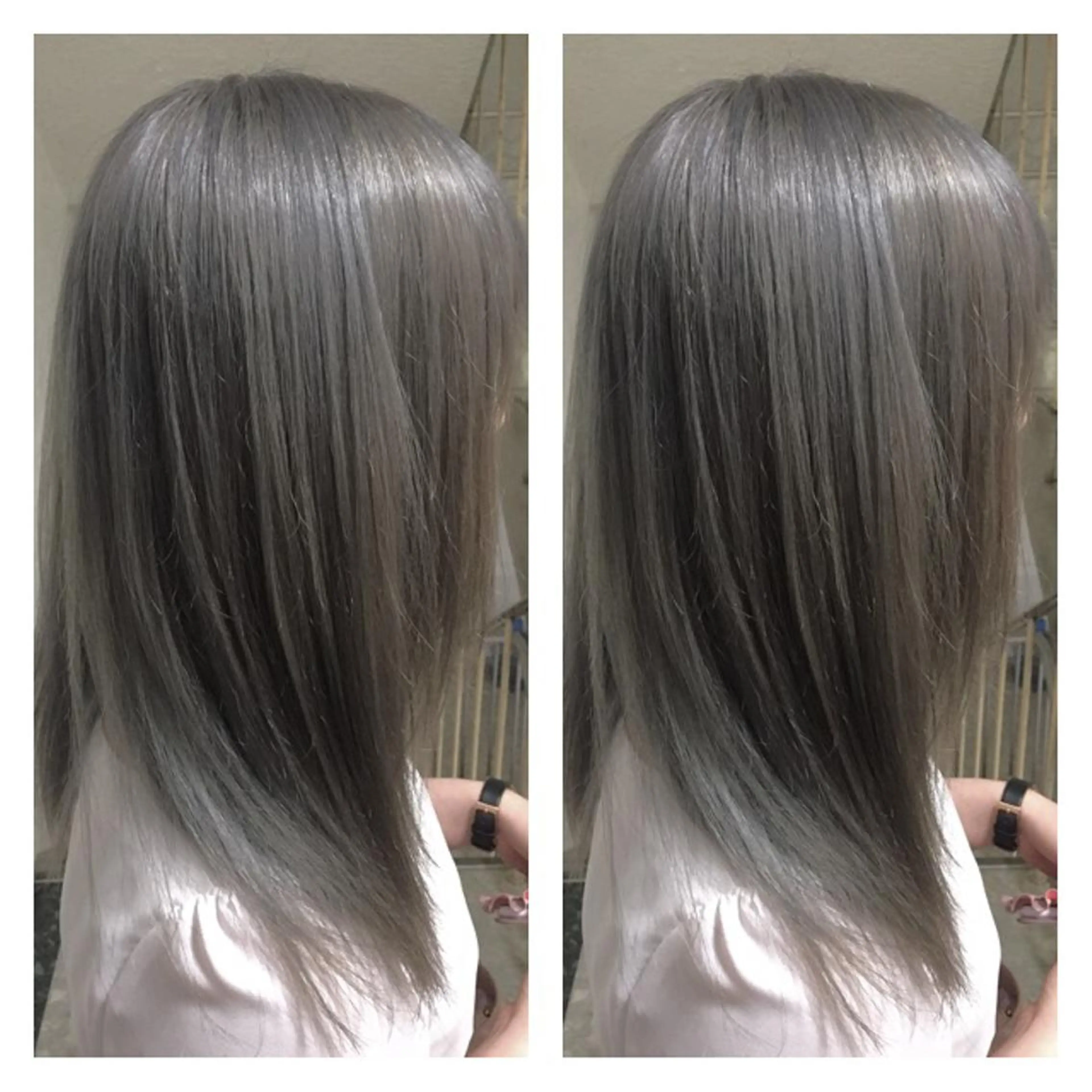 セミロング カラー シルバー 透明感/ 美髪矯正/田中恭のヘアスタイル