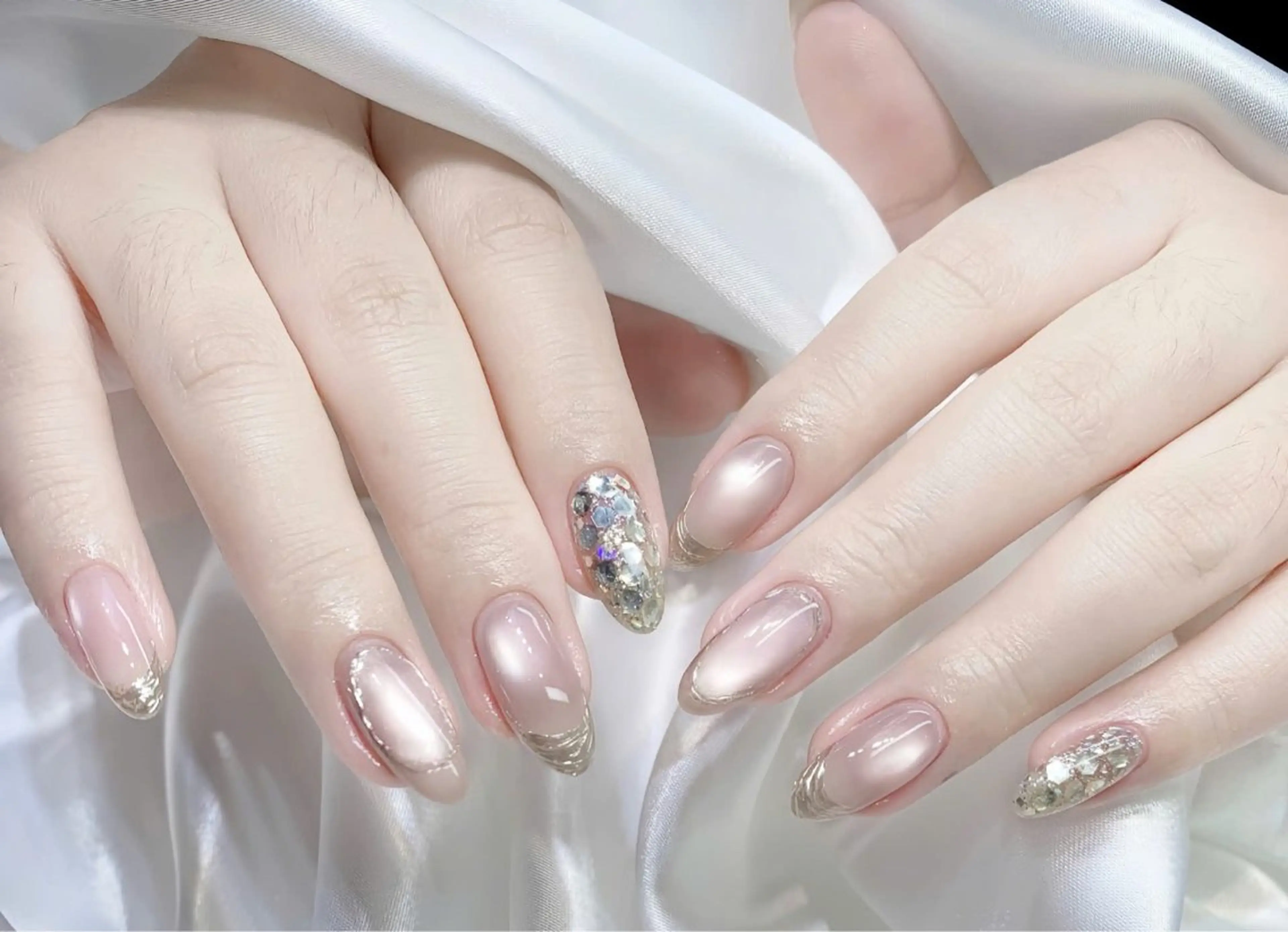 ネイル チークネイル フレンチネイル グラデーション 韓国ネイル マグネットネイル Hana nail所属・Hana Nailのネイルデザイン