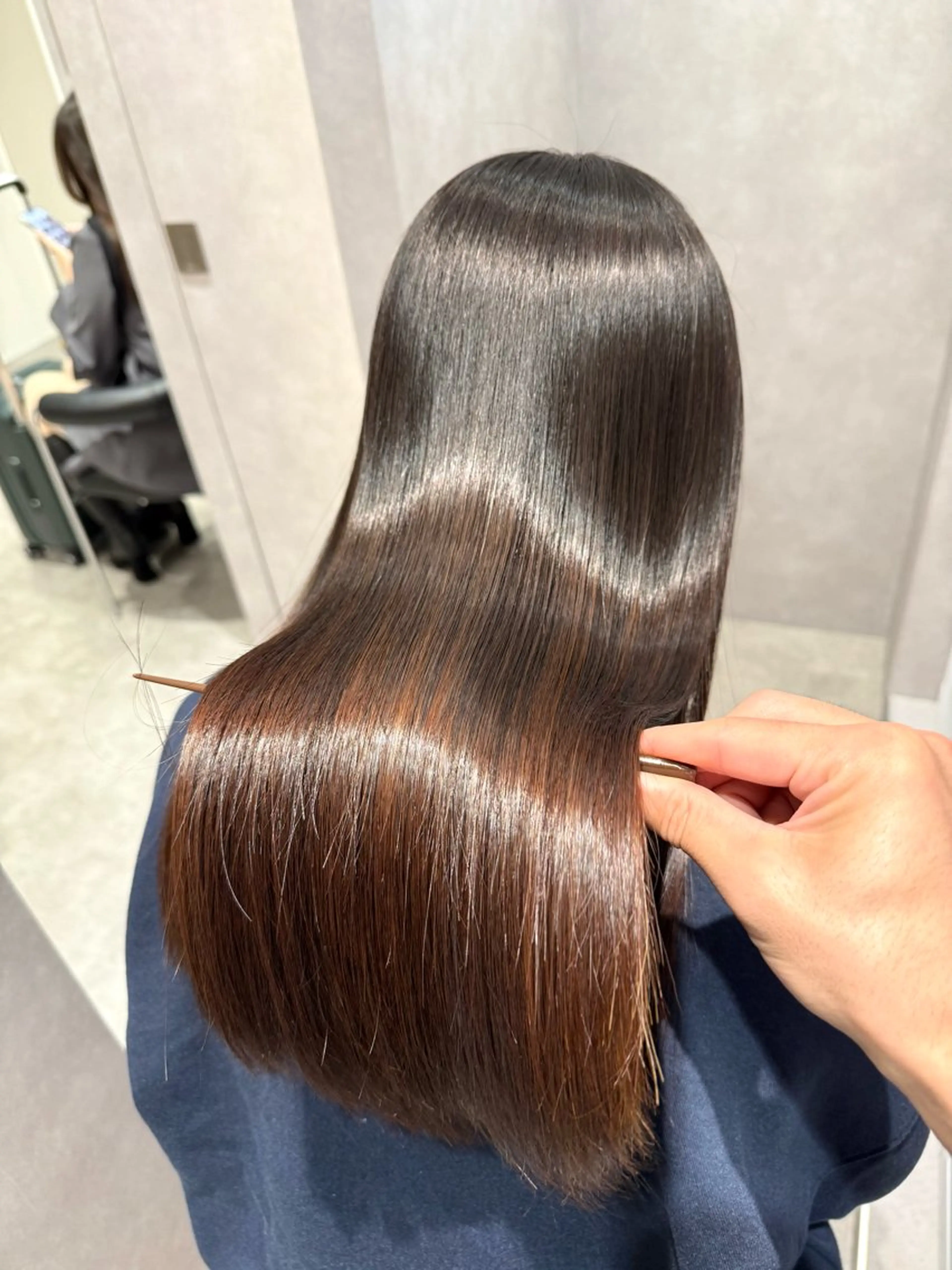 ロング カラー パーマ ヘアアレンジ 髪質改善 縮毛矯正 トリートメント ストレートパーマ 縮毛矯正 トリートメント 縮毛矯正/髪質改善/ ブリーチ毛/木元渓太のヘアスタイル