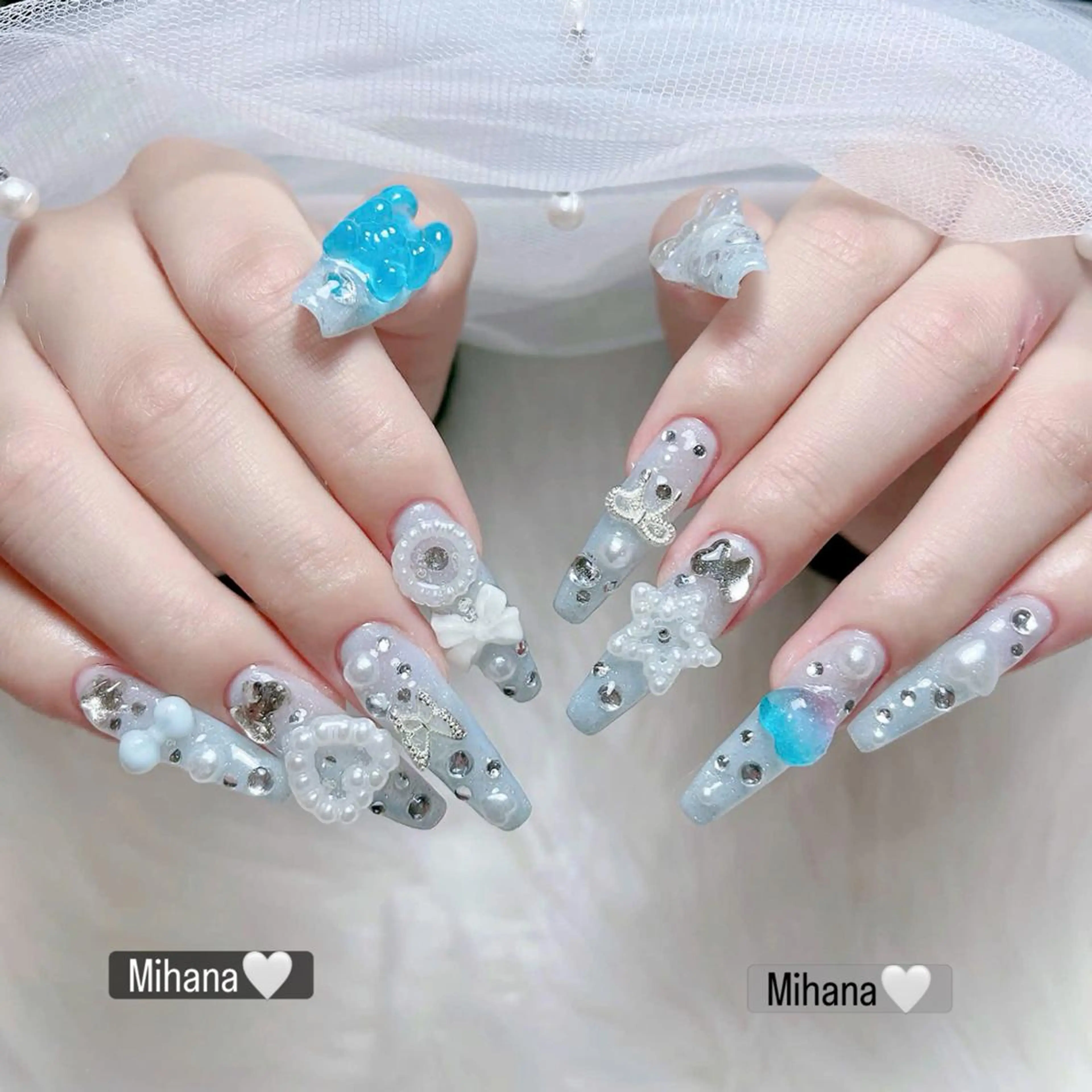 ネイル 長さ出し フレンチネイル グラデーション 卒業式 マグネットネイル ハンドネイル MIHANA NAILのネイルデザイン