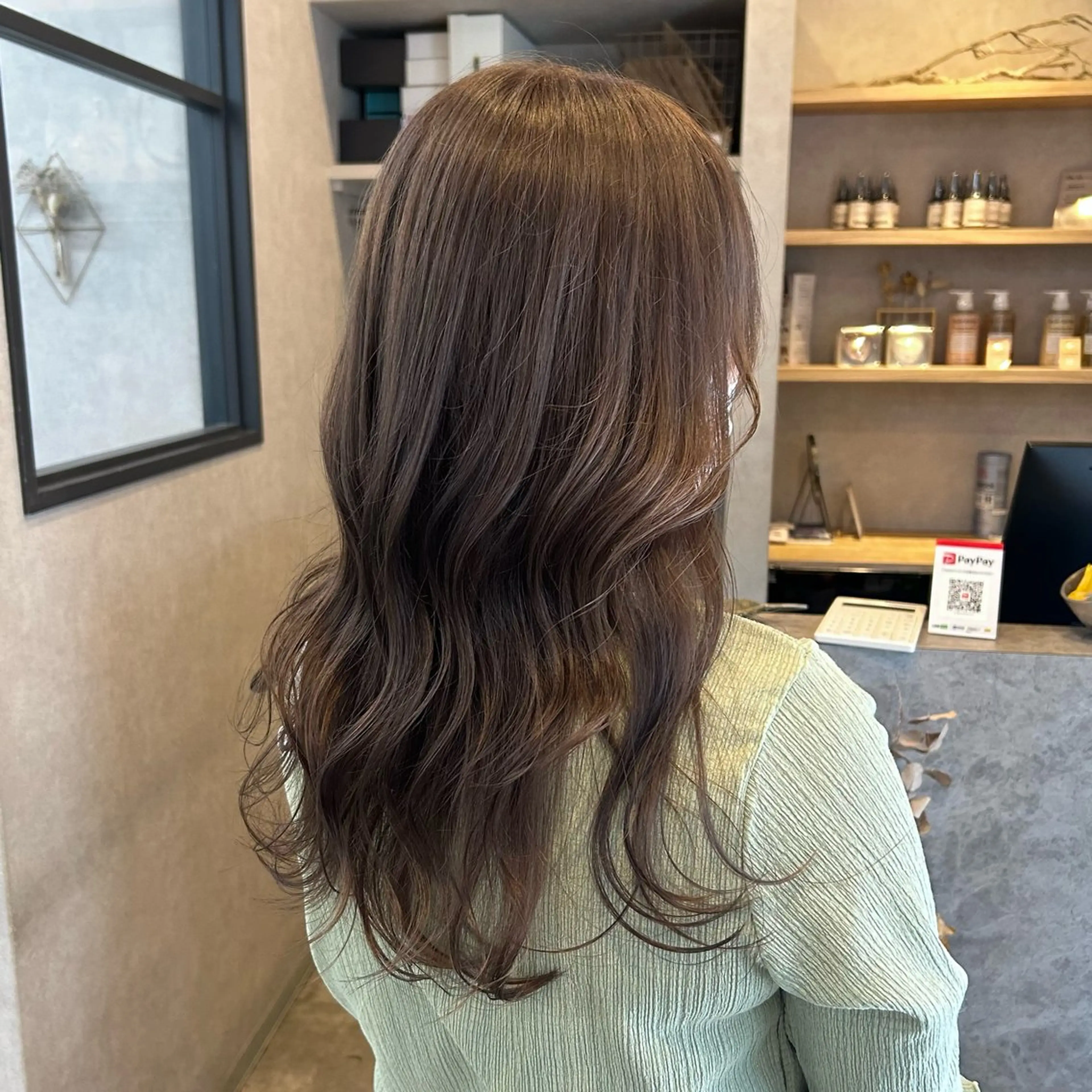 ミディアム カラー グレージュ カット ヘアカラー トリートメント いなみね はるきのヘアスタイル