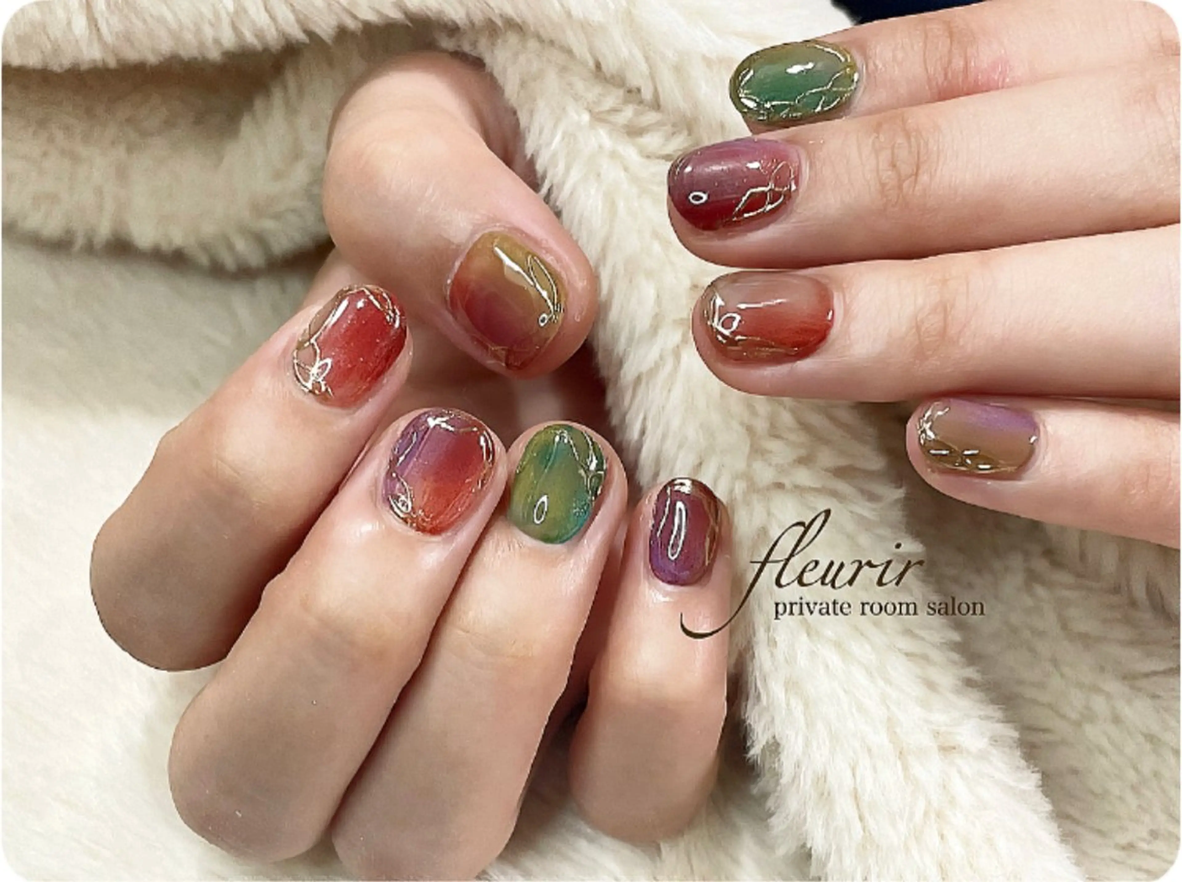 ネイル ニュアンスネイル ハンドネイル フルリール 【プライベートサロンのネイルデザイン