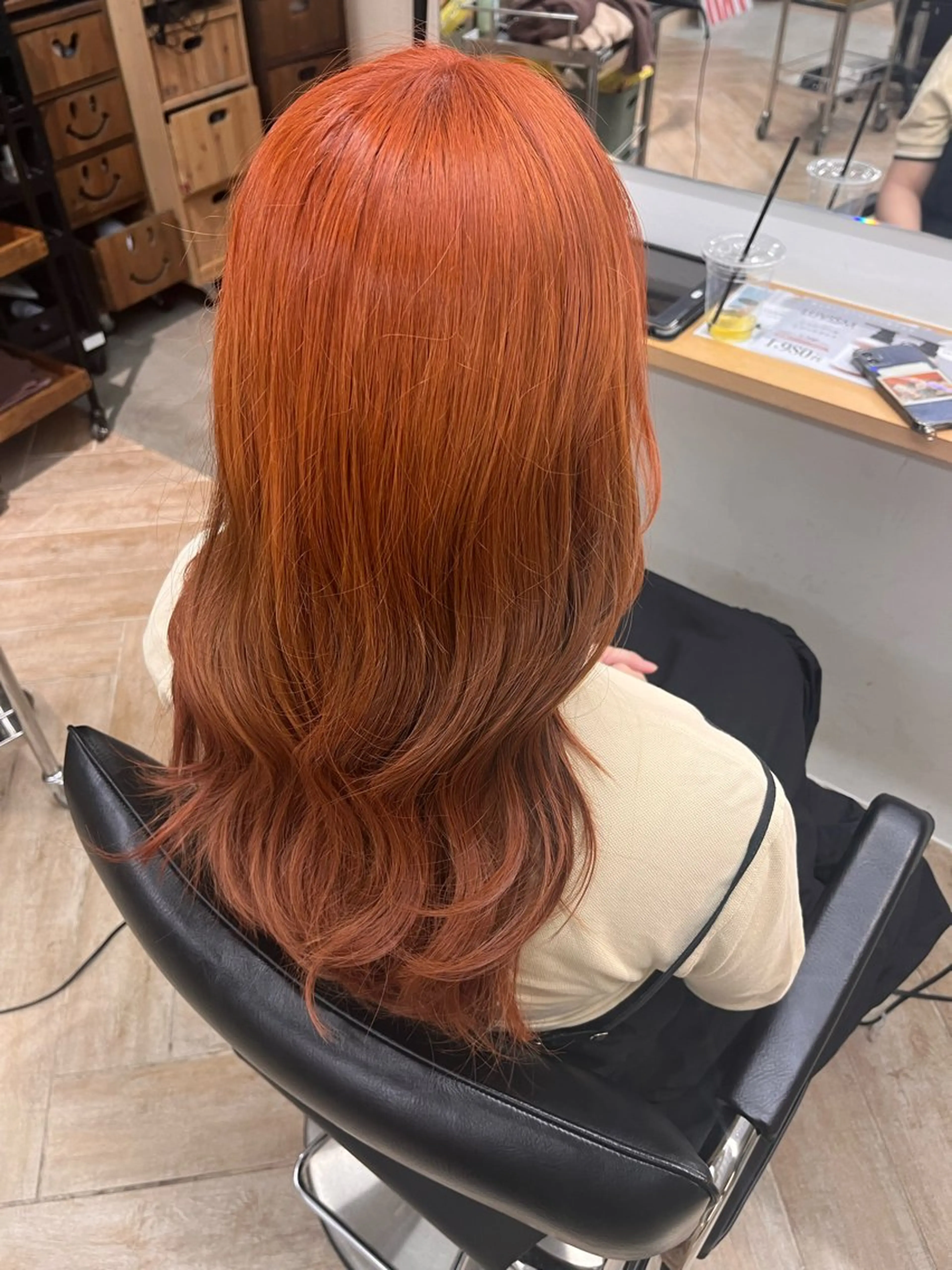 ロング カラー オレンジ ロング パーマ/縮毛矯正/ LUVISM佐藤里咲のヘアスタイル