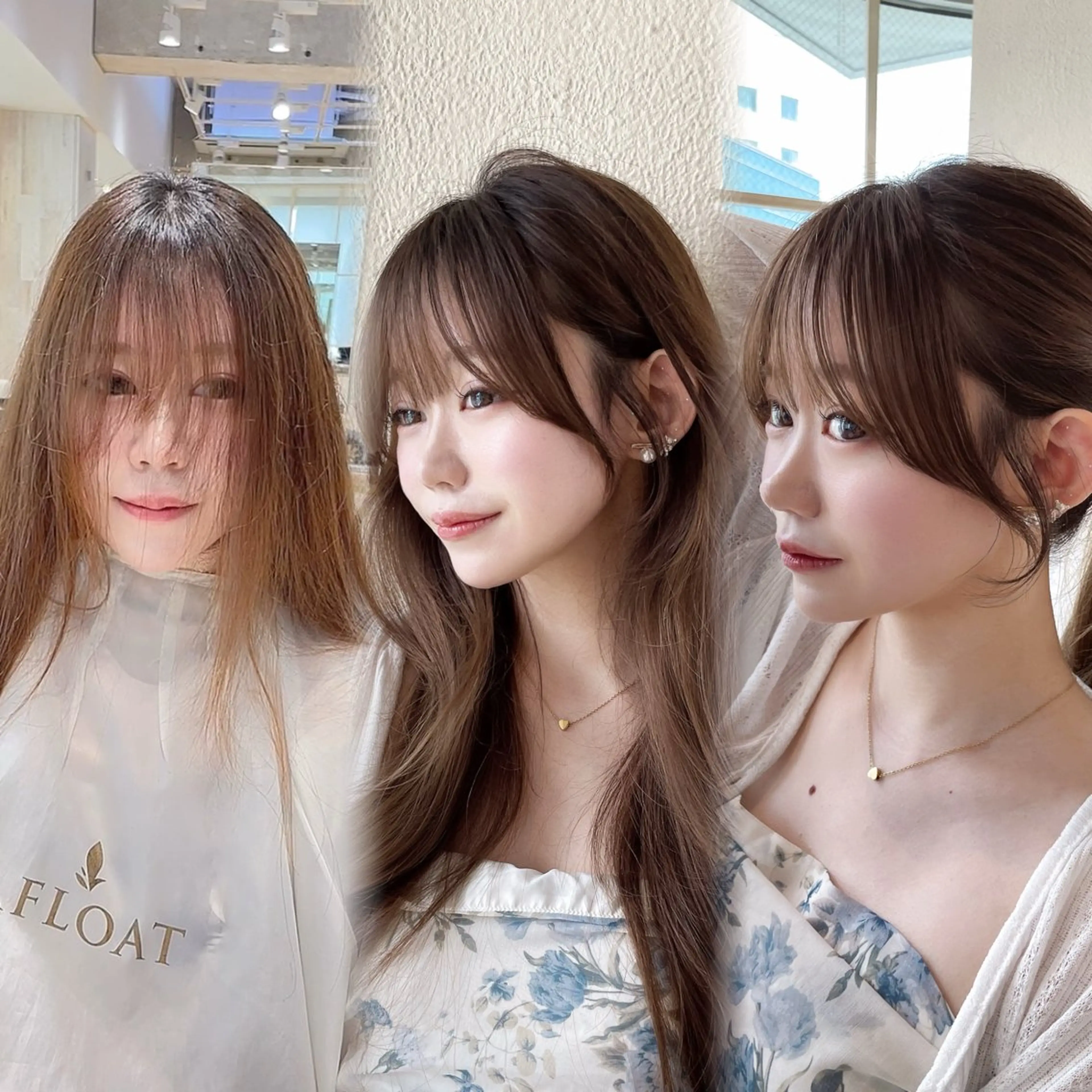 ロング カット ヘアカラー 小顔に見える顔周り カット/表参道　寺崎のヘアスタイル