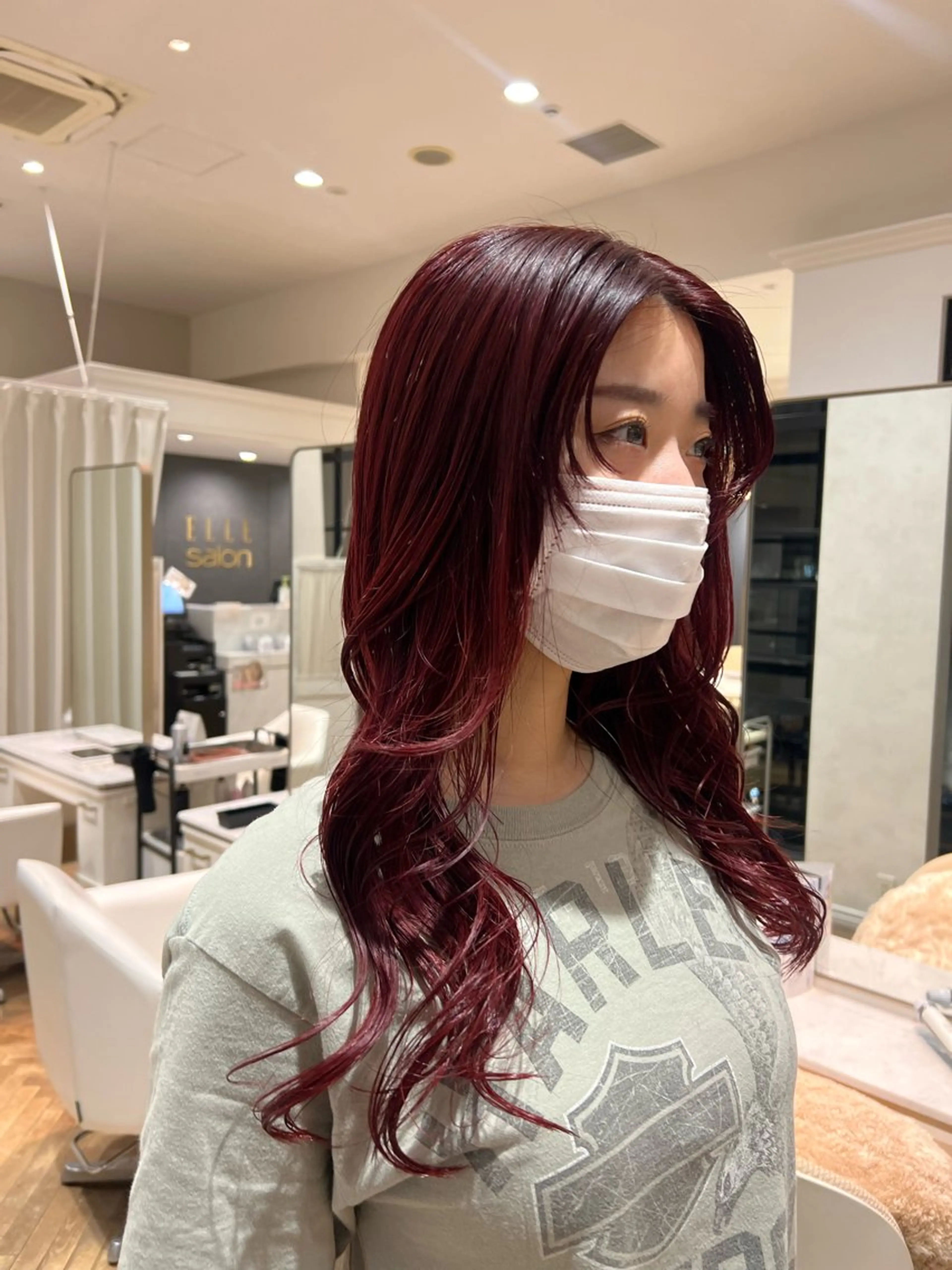 ロング カラー レッドカラー 似合わせ/レイヤー 💟SAEのヘアスタイル