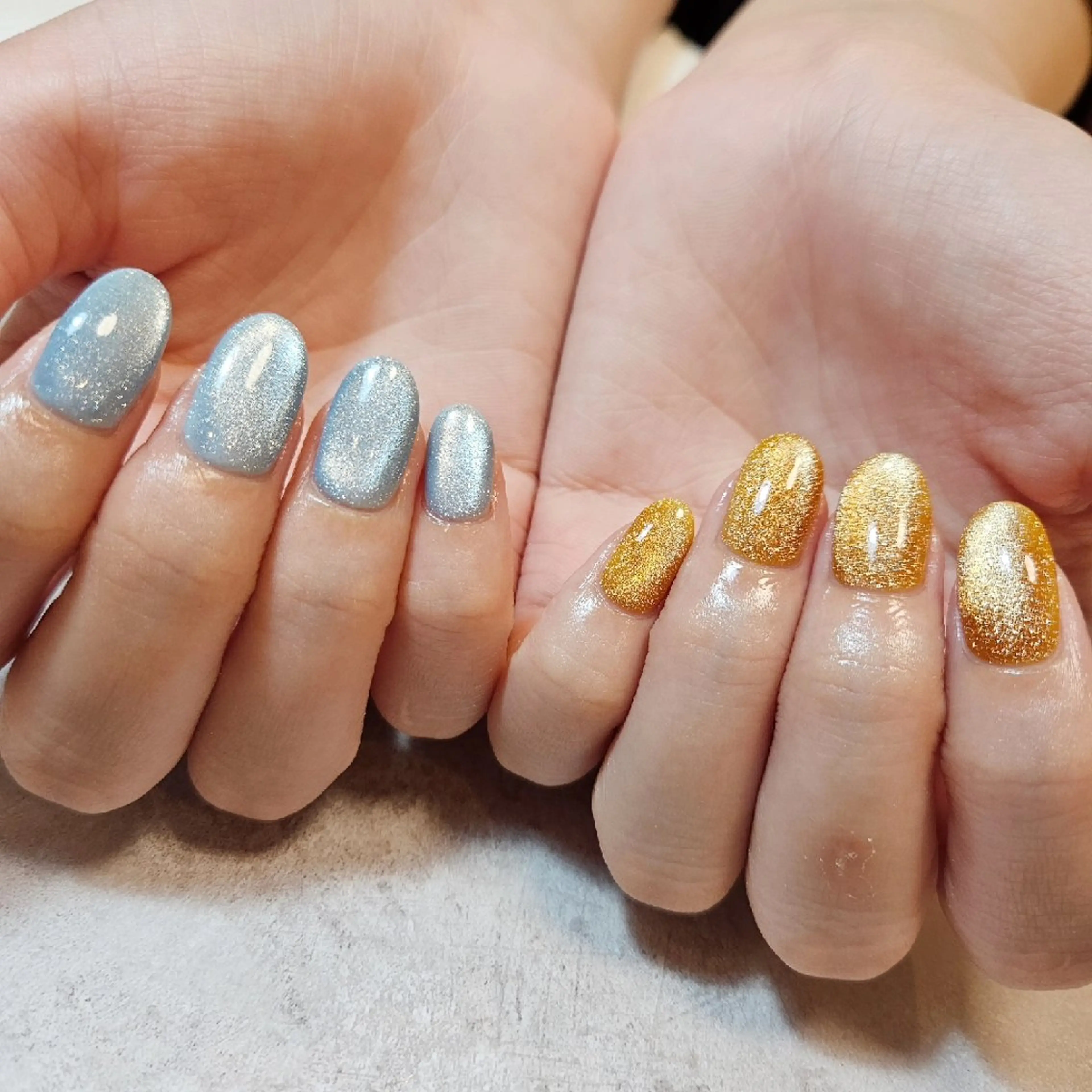 ネイル 氷ネイル・うるうるネイル マグネットネイル 夏ネイル ハンドネイル Nailsalon manoのネイルデザイン