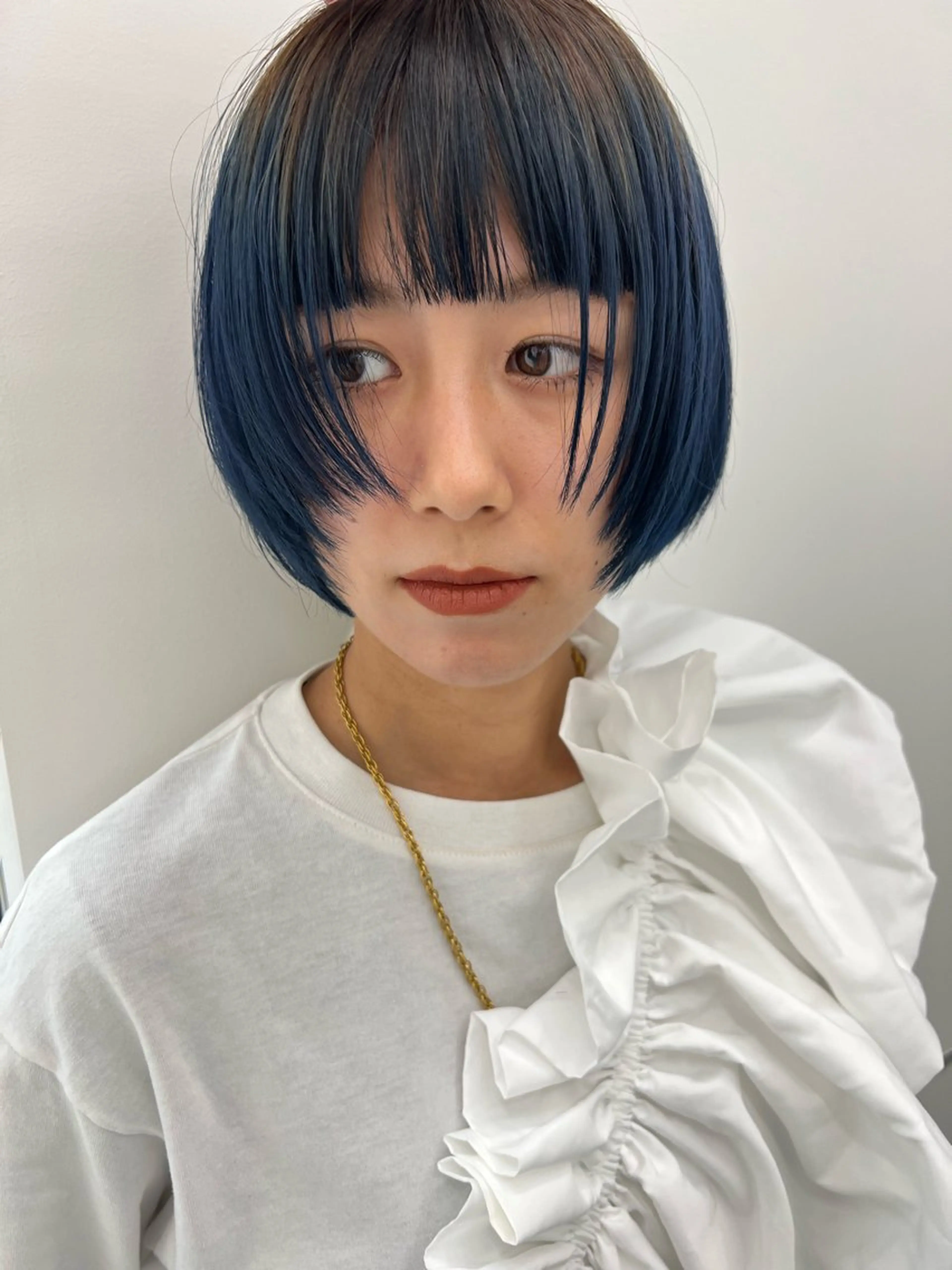 ショート カラー ブルーカラー ネイビーカラー ボブ 顔まわりレイヤー レイヤーカット カット ヘアカラー トリートメント 🉐メンズヘア特化 men's/ケンイチのヘアスタイル