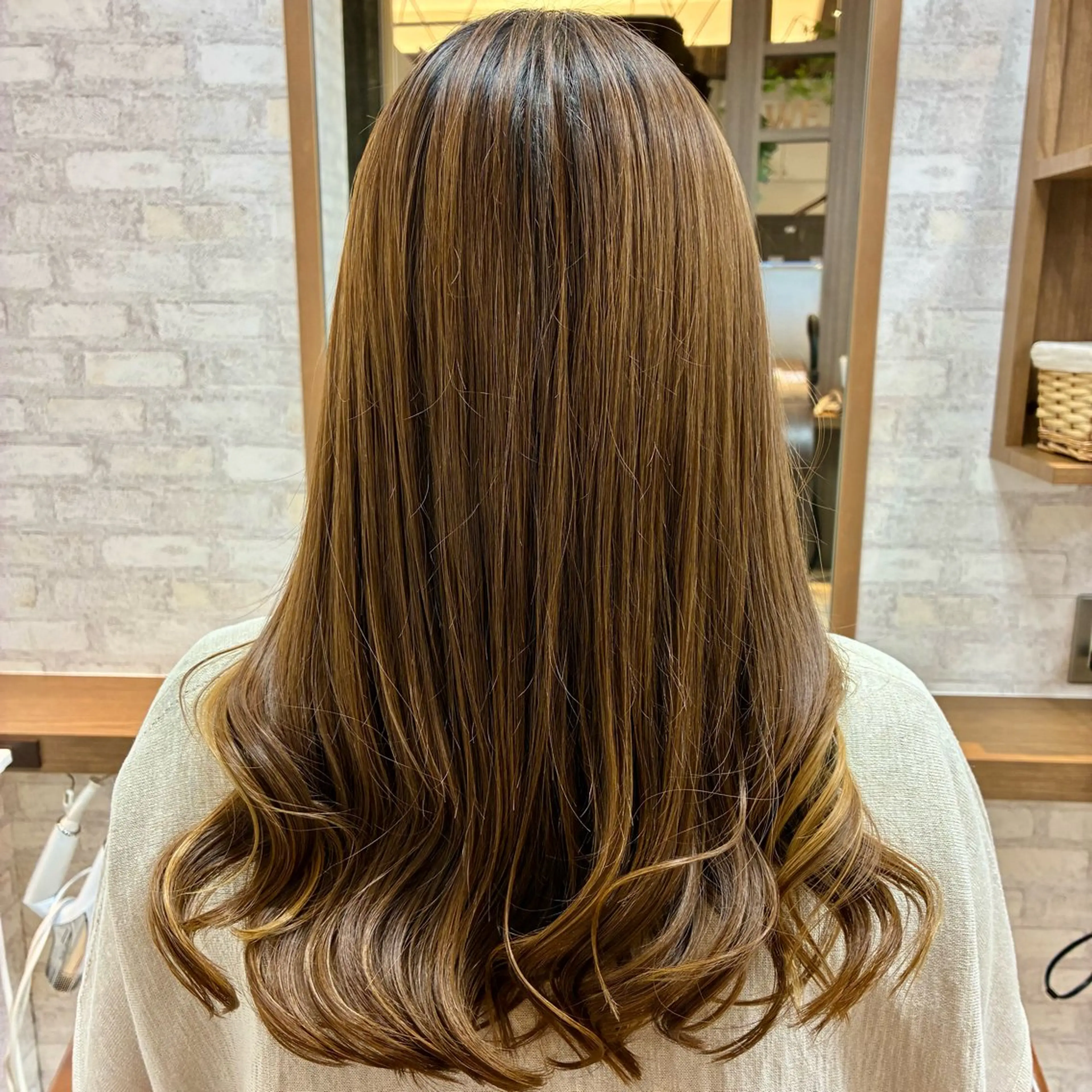 ロング カラー パーマ ヘアアレンジ パーマ 髪質改善/ブラック ヘア/リンのヘアスタイル