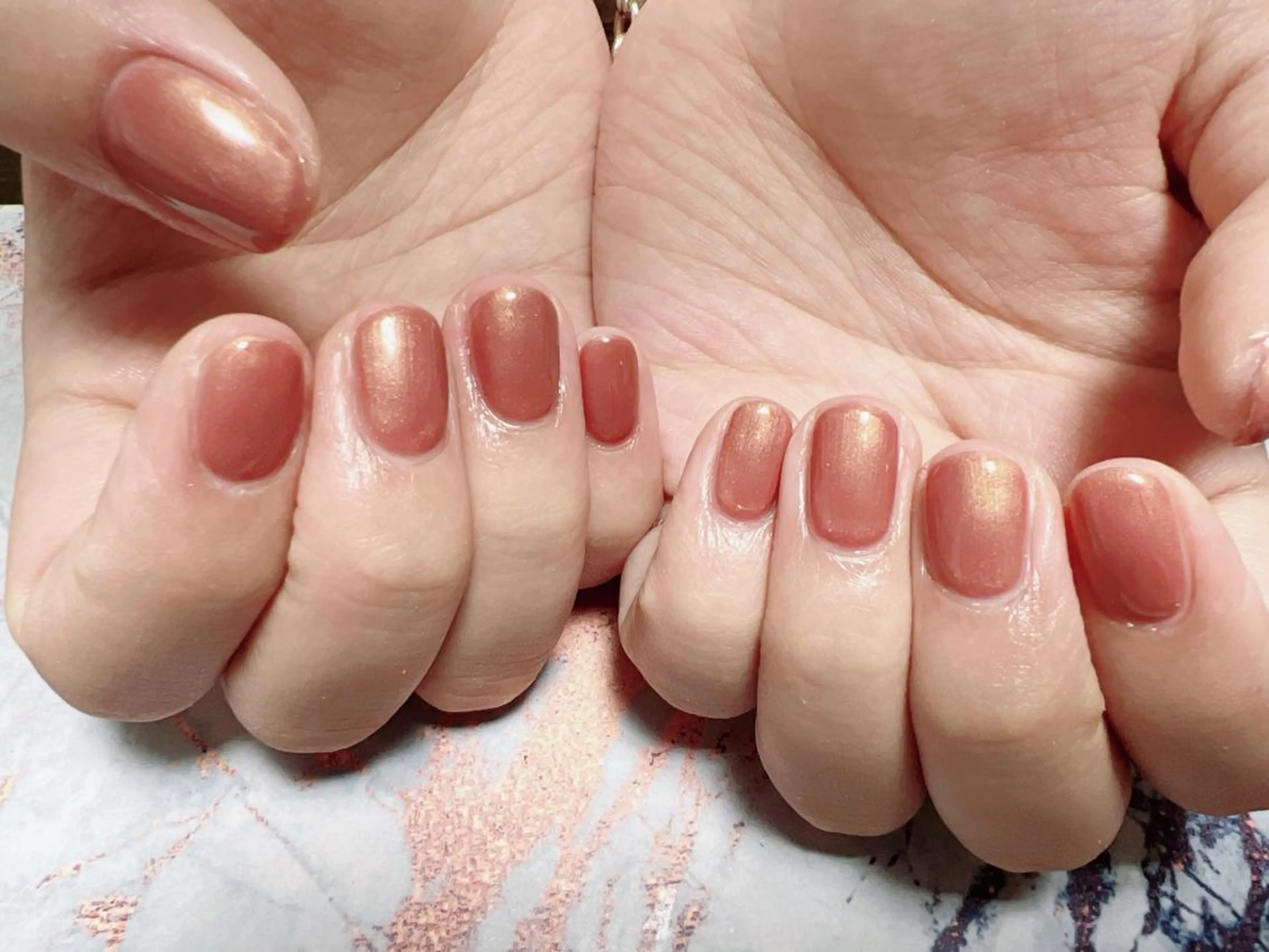 ネイル ブラウン ワンカラーネイル オレンジ kikinail 溝の口のネイルデザイン