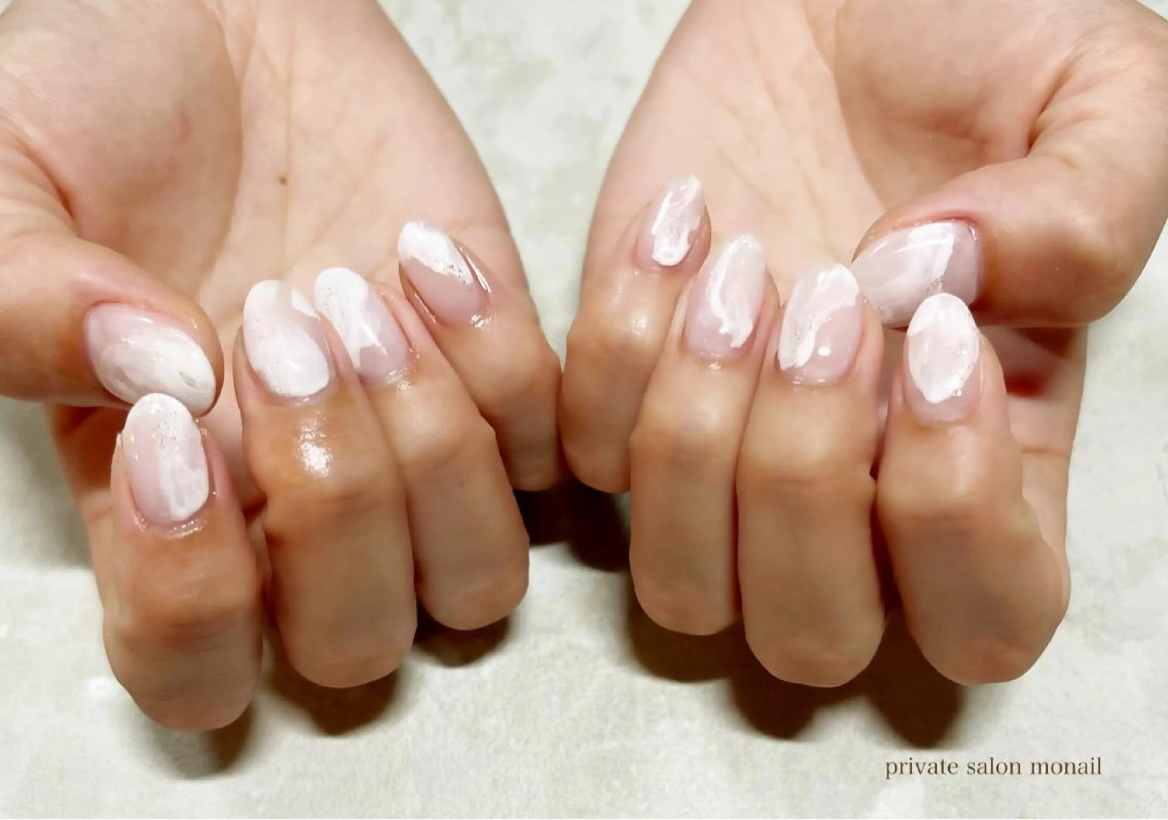ネイル ホワイト ハンドネイル nail salon monailのネイルデザイン