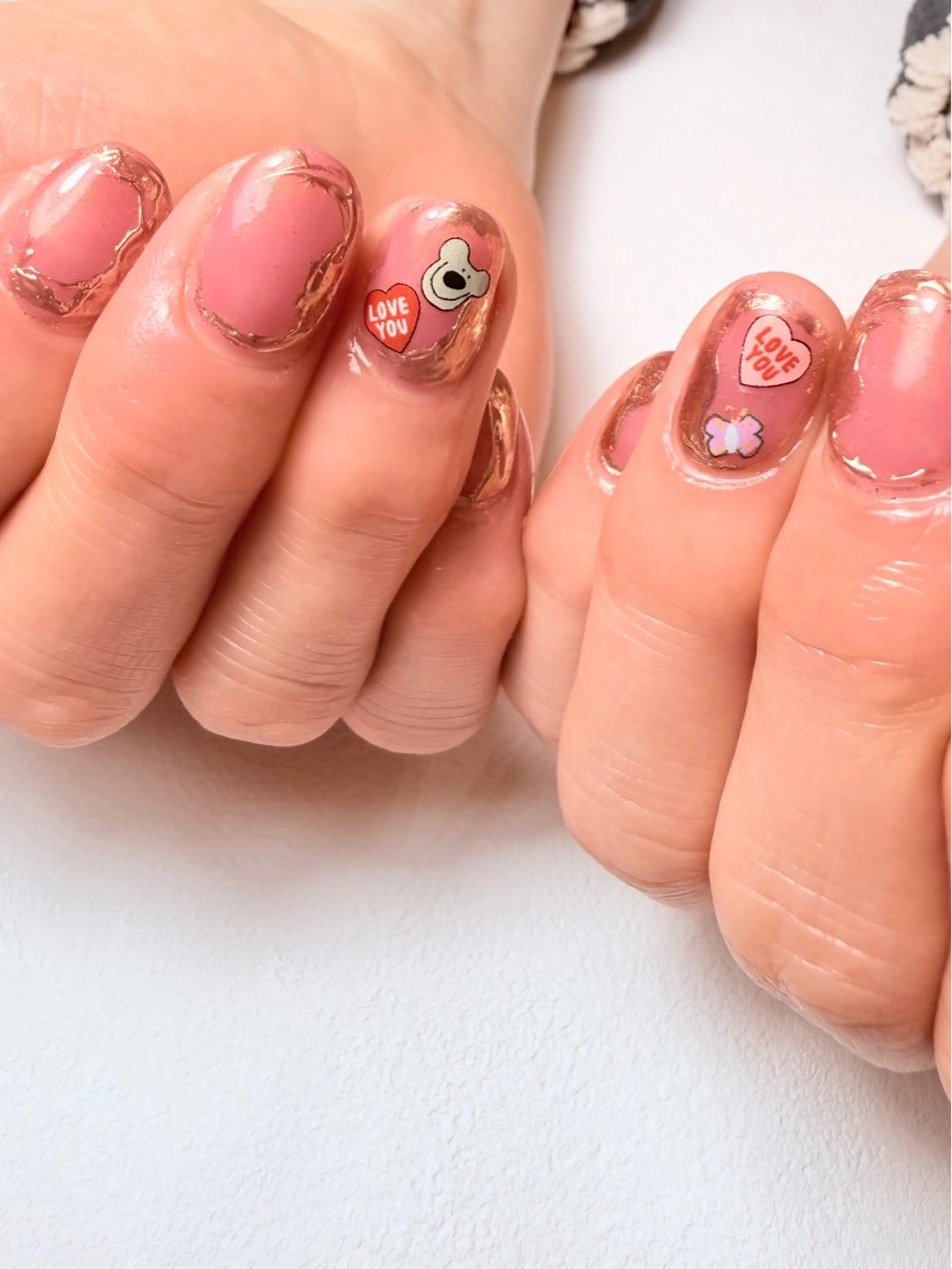 ネイル アートネイル ミラーネイル ピンク cosmic nailのネイルデザイン