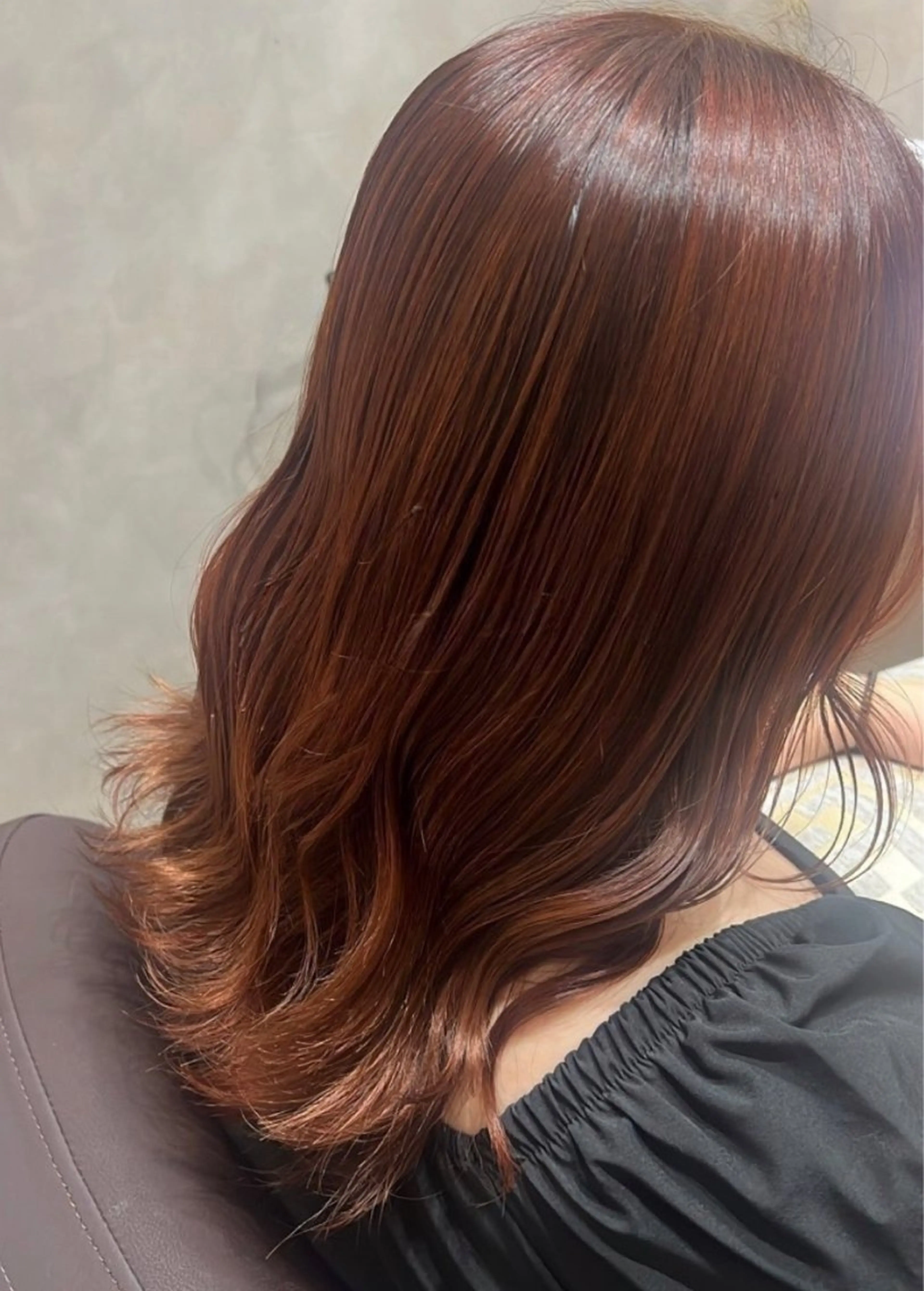 ミディアム カラー ヘアアレンジ ブラウンカラー オレンジ オレンジブラウン 韓国風ヘア 🌈安藤愛/透明感 艶カラー🫧ROWのヘアスタイル