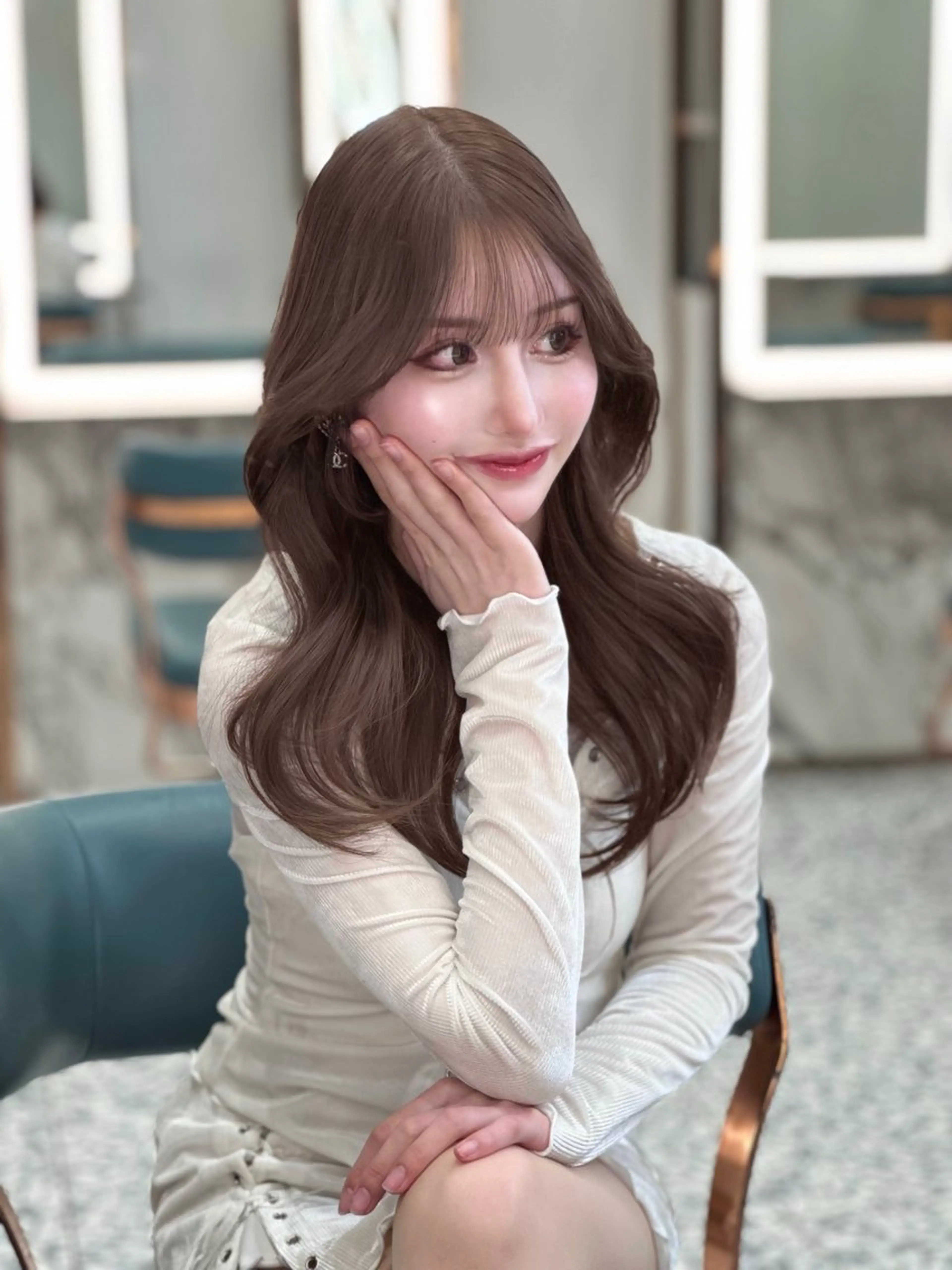 セミロング カラー ブリーチ 透明感カラー ダブルカラー ブリーチなしカラー レイヤーカット ワンホン🎀韓国ヘア 💞渋谷/GAKUのヘアスタイル