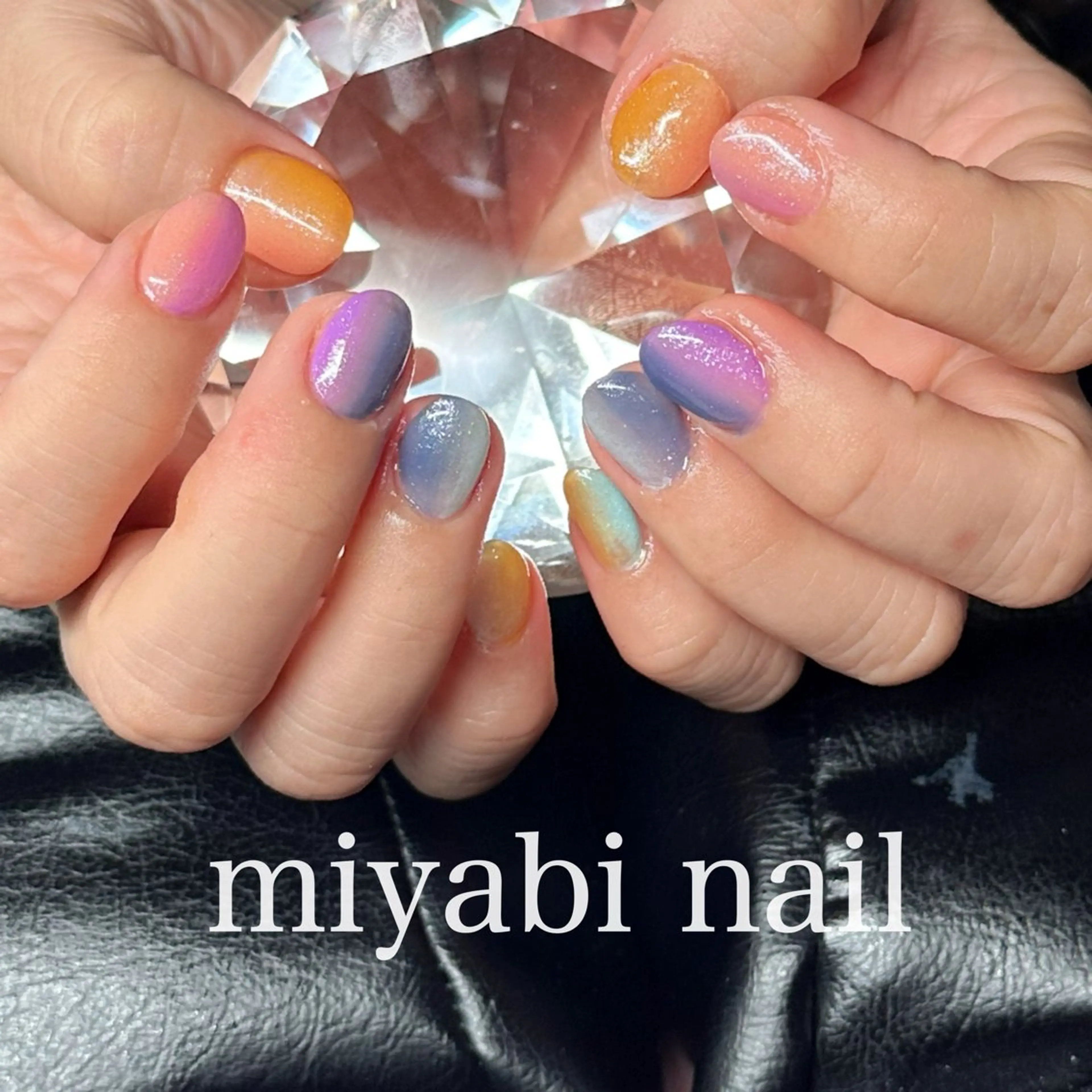 ネイル ジェルネイル グラデーション 持ち込み ショートネイル ハンドネイル miyabi nail 桂川駅近くのネイルデザイン