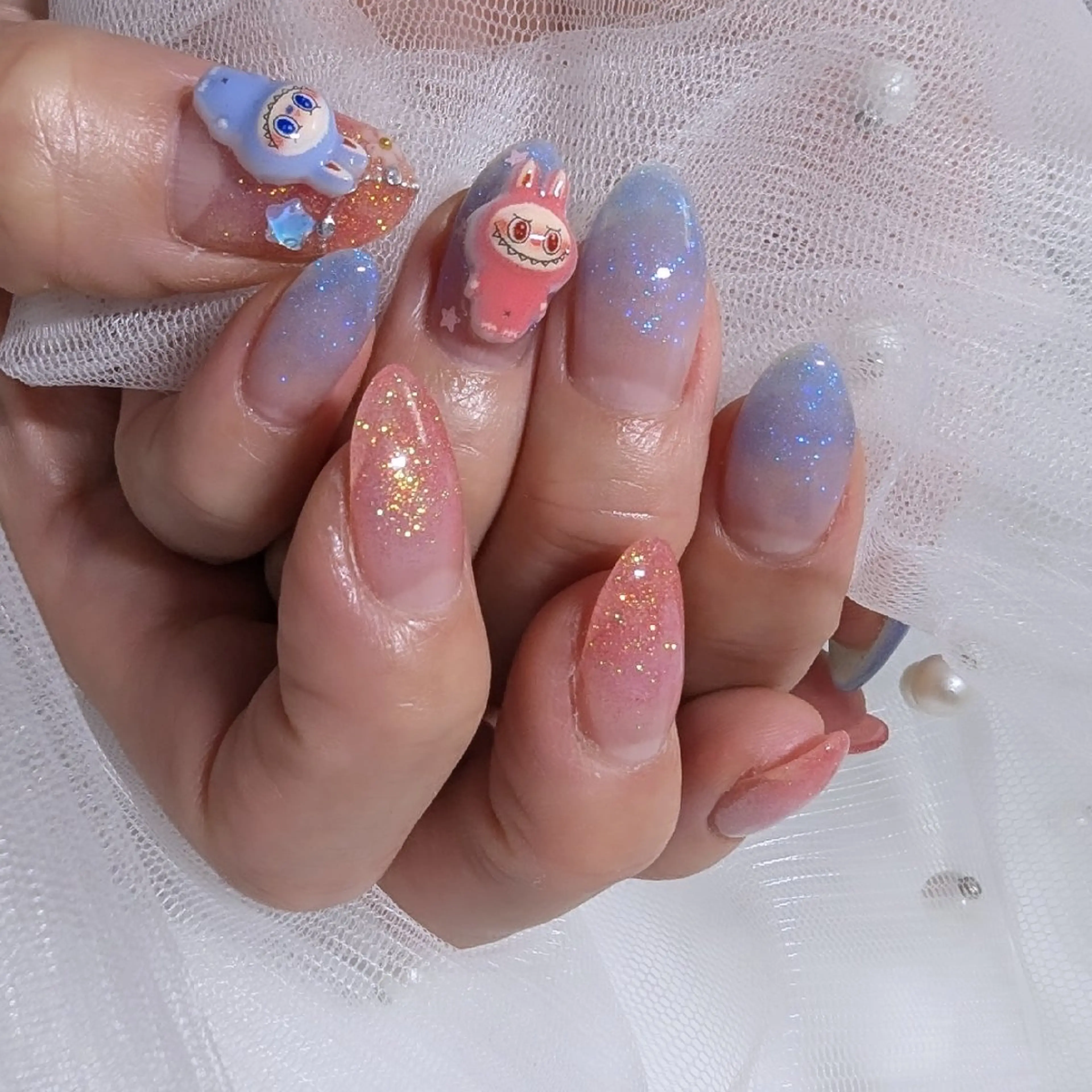 ネイル 長さ出し グラデーション ラメ(グリッター) ラメグラデーション ハンドネイル KANON所属・☆ KANON☆のネイルデザイン