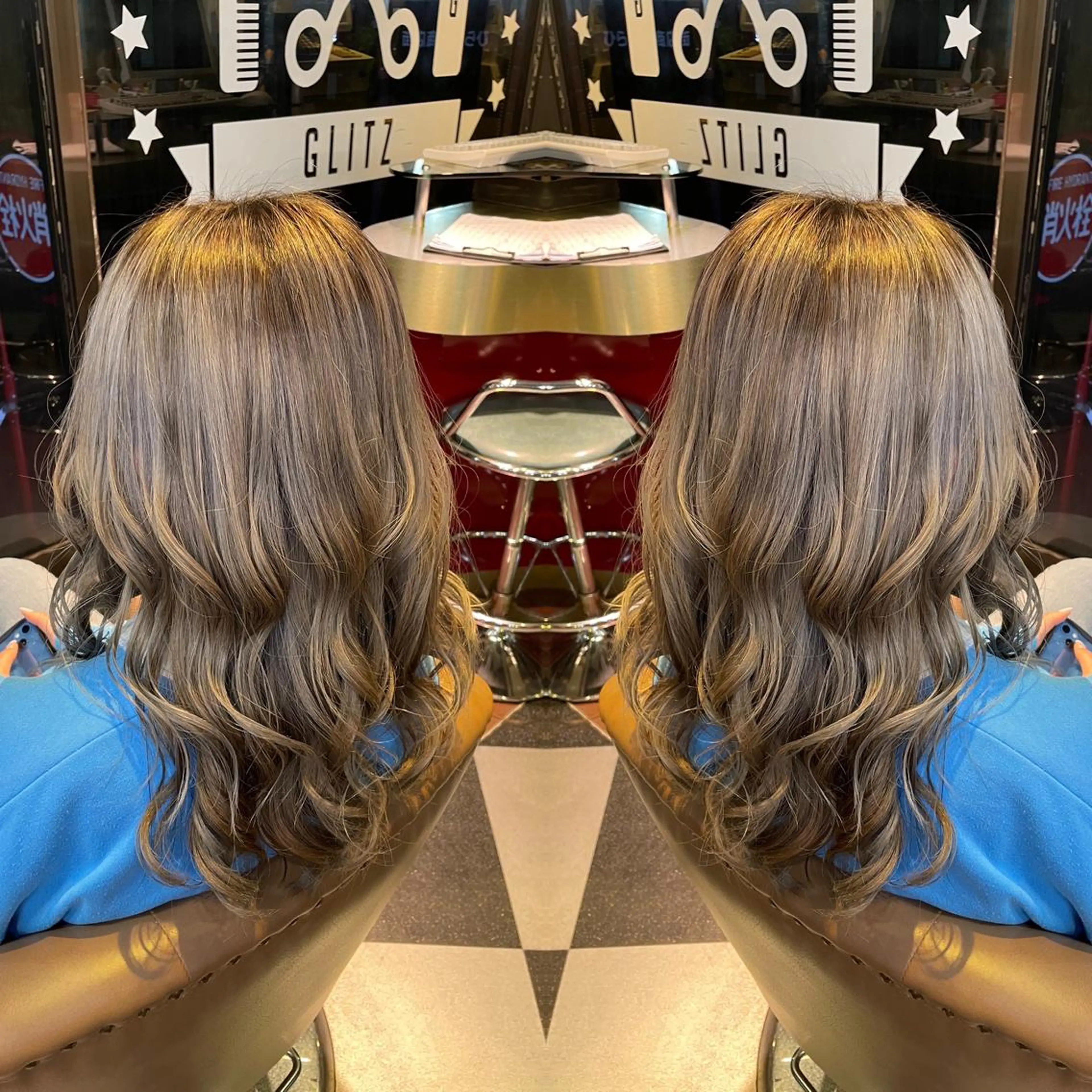 セミロング カラー ベージュカラー ホワイトベージュ 👑派手髪/カット 👑ANRYのヘアスタイル