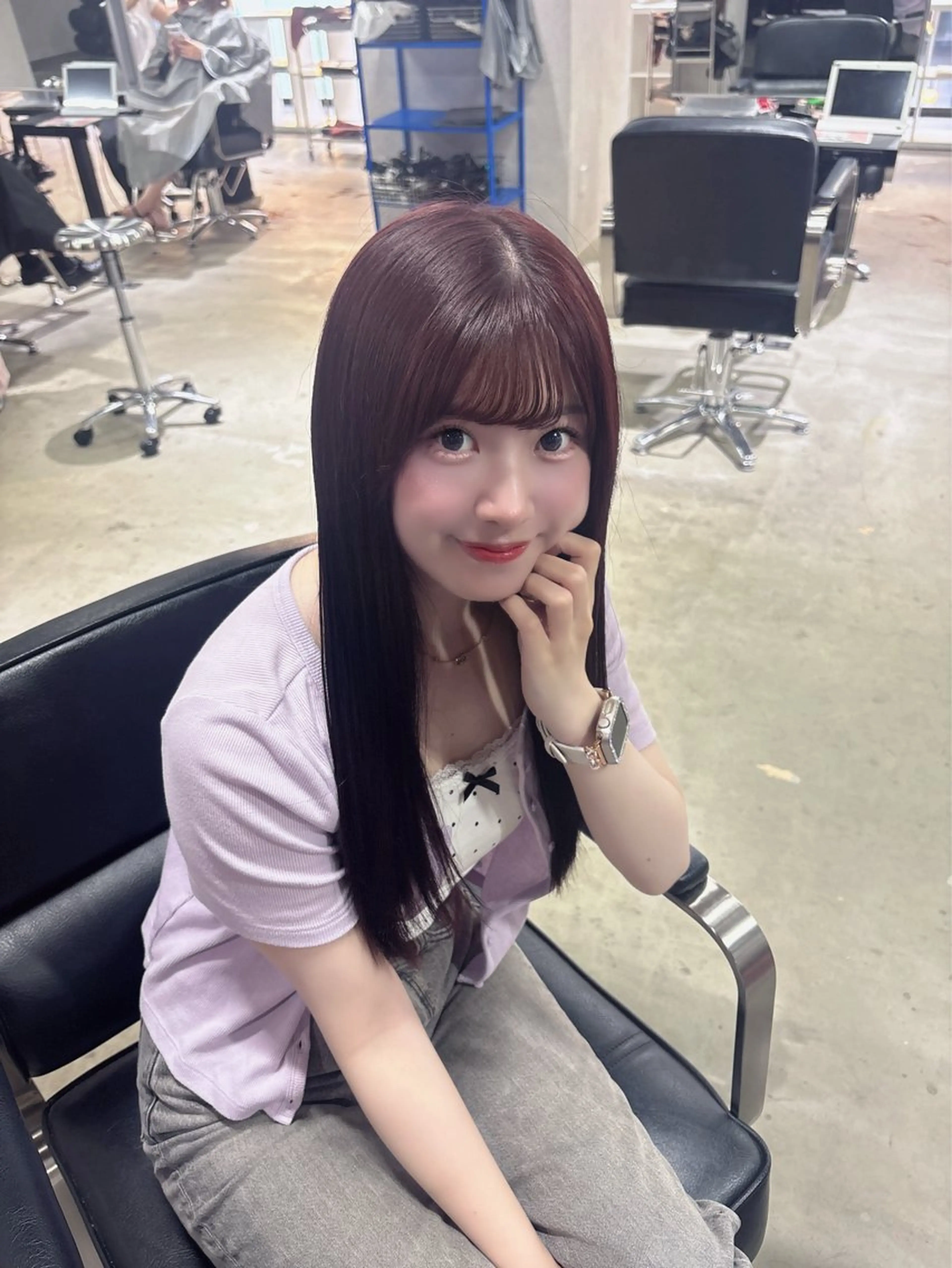 ロング カラー ダブルカラー ヘアカラー 大阪ハイトーン/ ピンク/ かえでのヘアスタイル