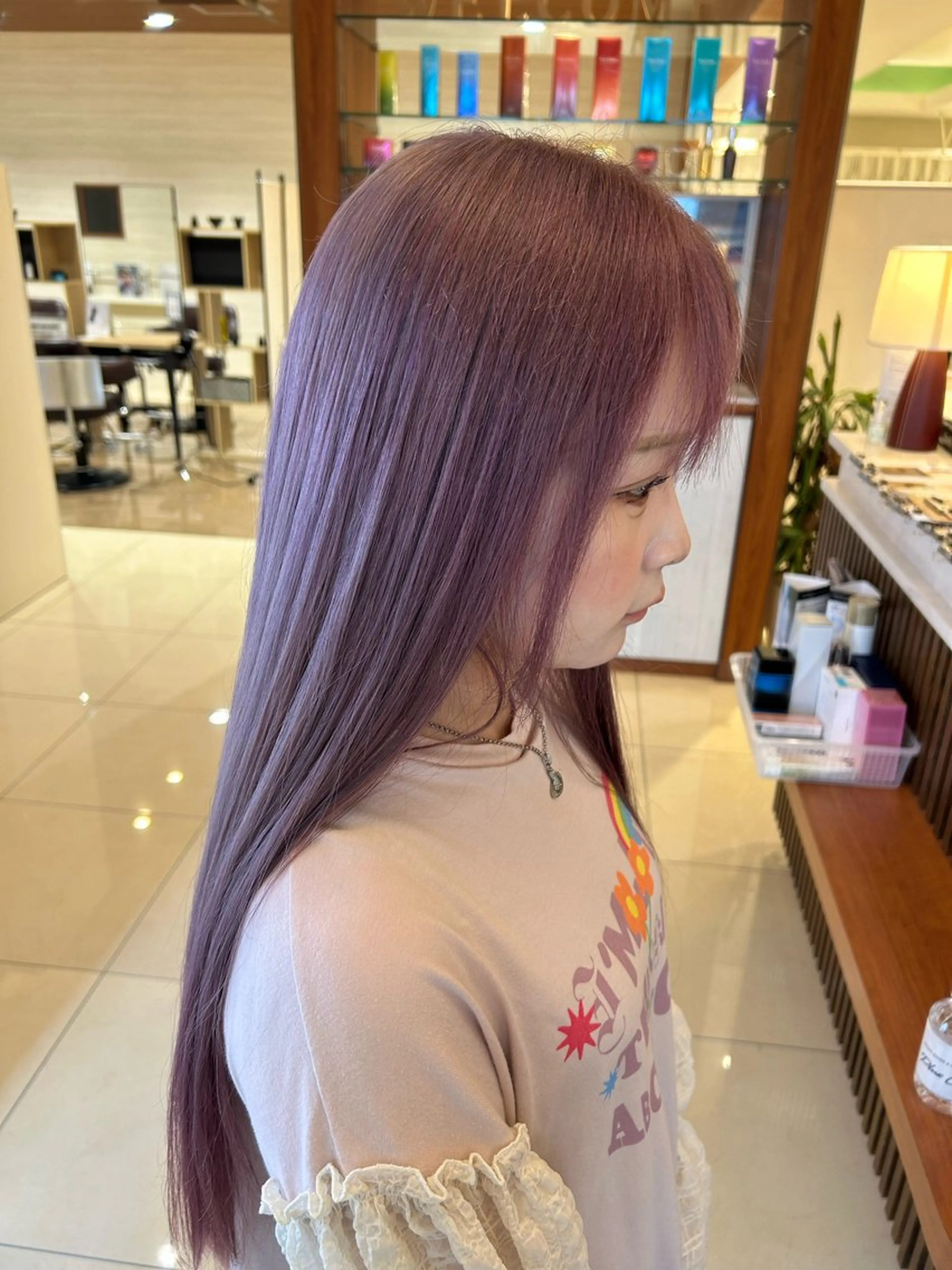 ロング カラー ピンクカラー ホワイトピンク 河口 勝博のヘアスタイル