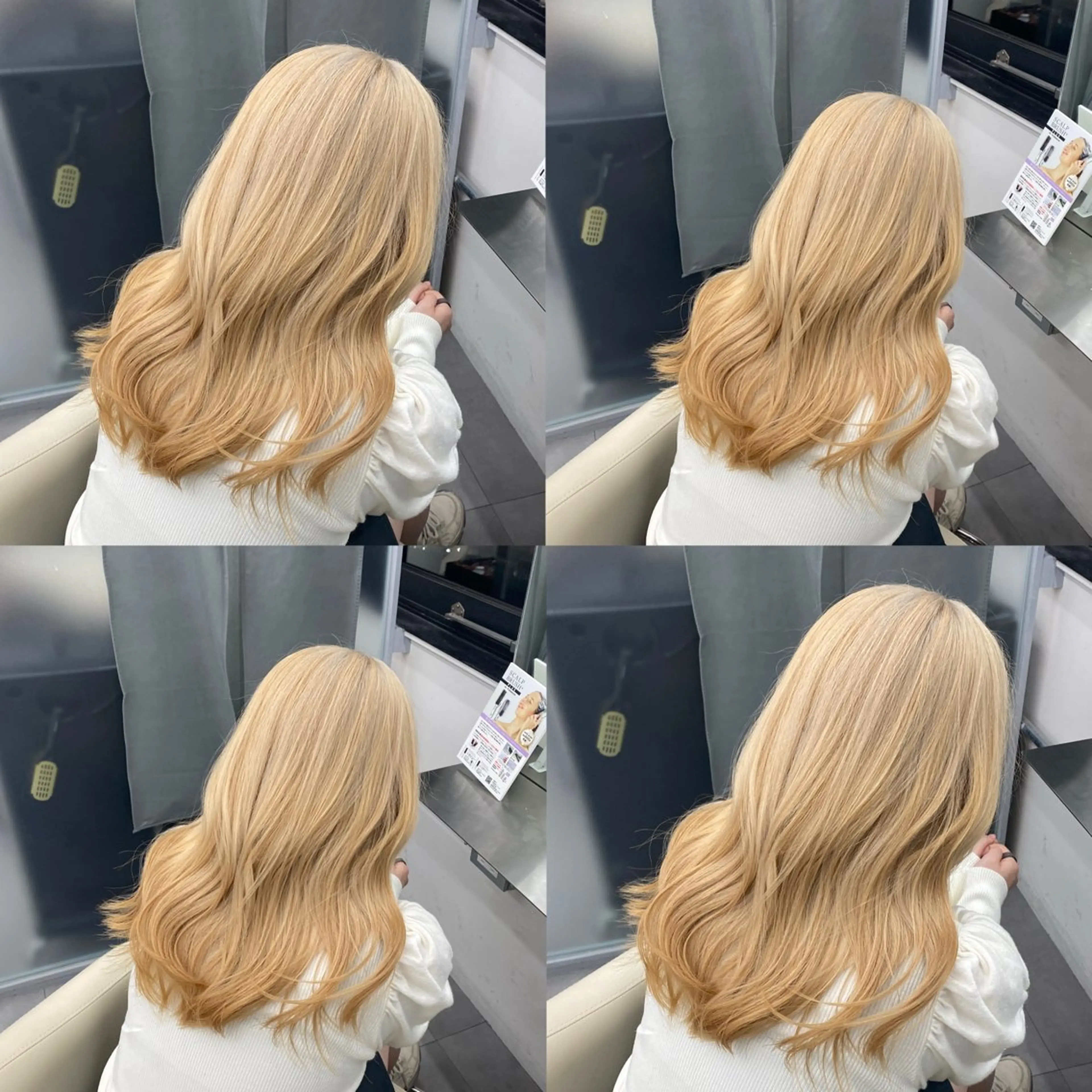 ロング カラー ブリーチ ハイトーンカラー くびれヘア 韓国風ヘア 江坂トレンド韓国風 髪質改善shinoのヘアスタイル