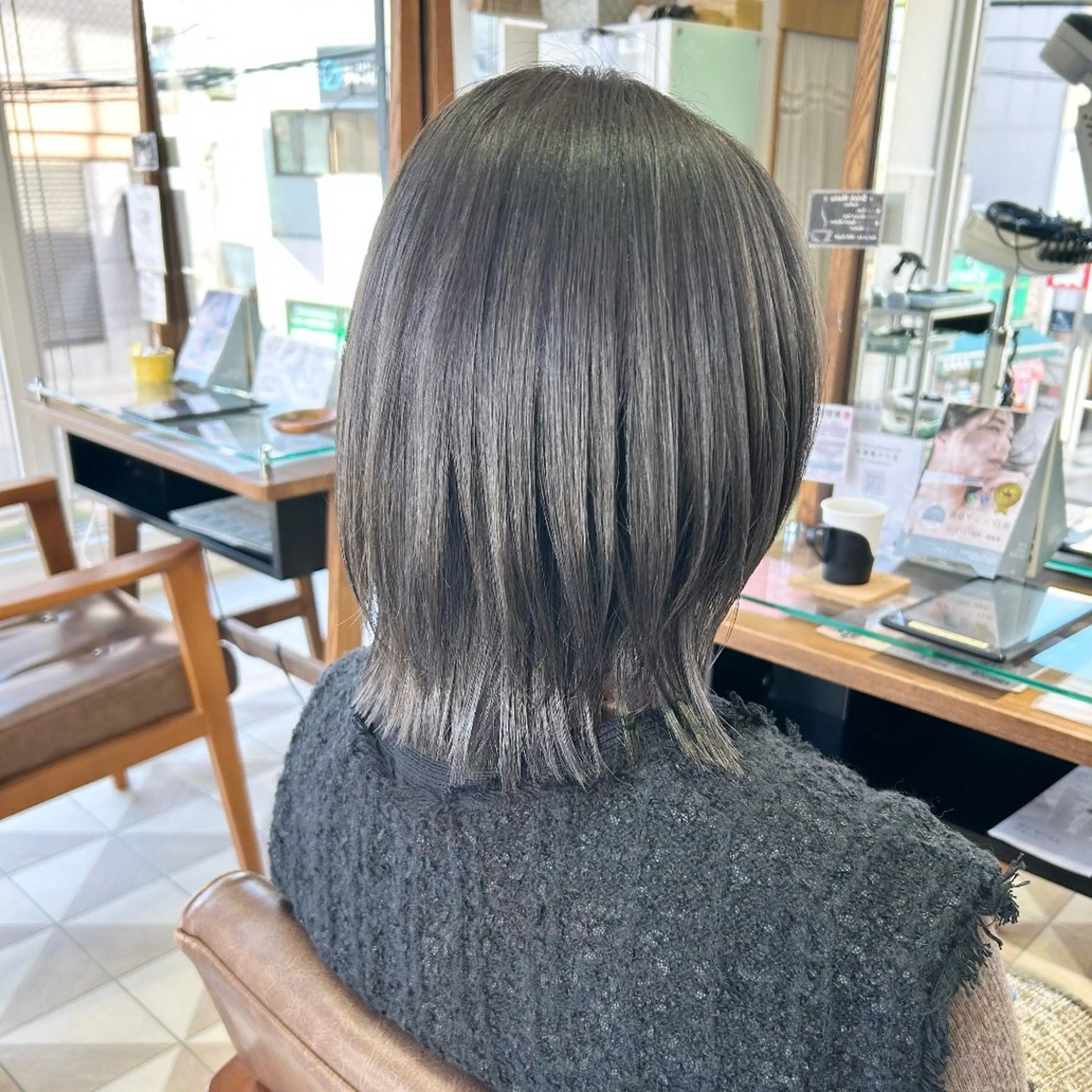 ミディアム カラー ヘアアレンジ カット ヘアカラー 吉水 彩乃 /ボブ/艶感カラーのヘアスタイル