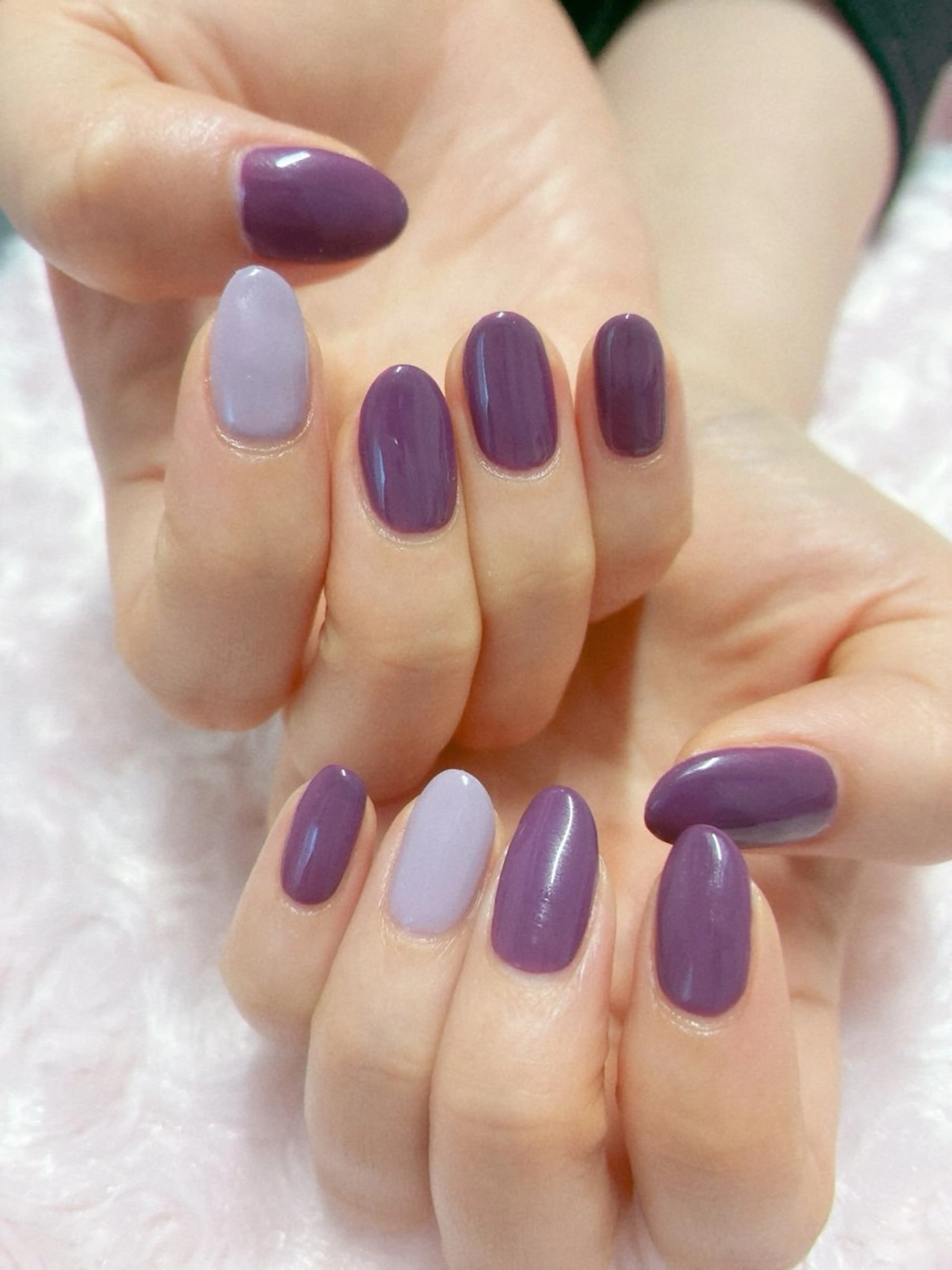 ネイル 長さ出し ジェルネイル ワンカラーネイル パラジェル パープル ハンドネイル 前田 りかのネイルデザイン