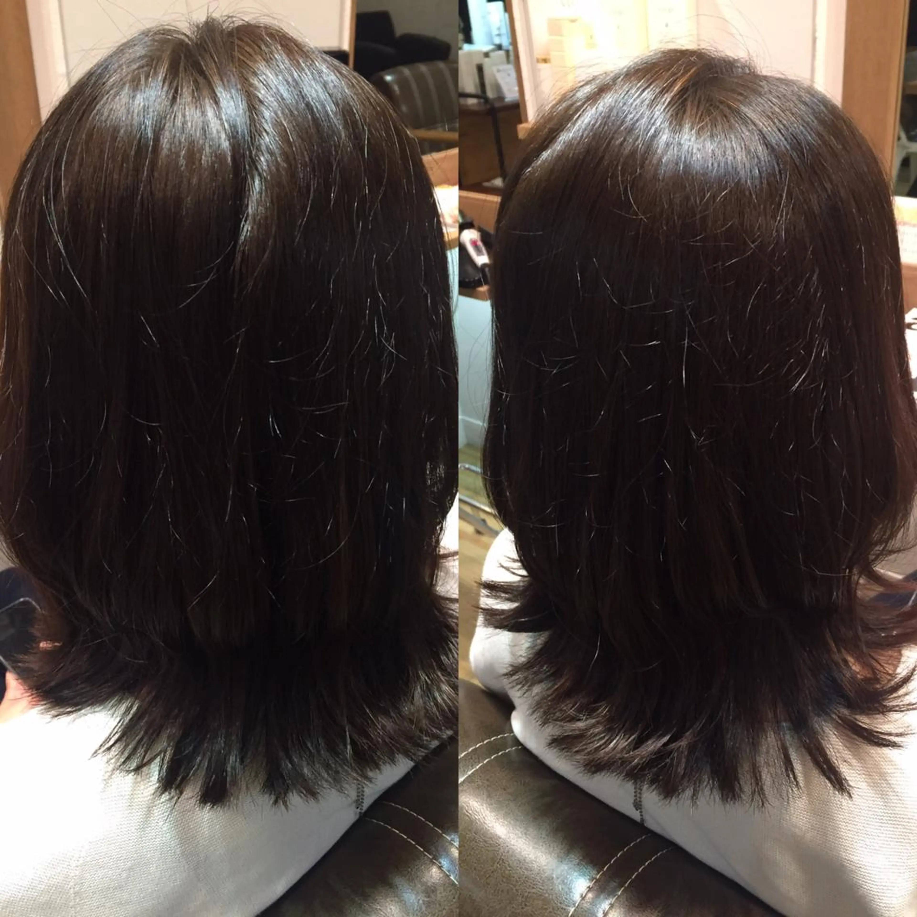 セミロング カラー アッシュ ツキダテ ユイのヘアスタイル