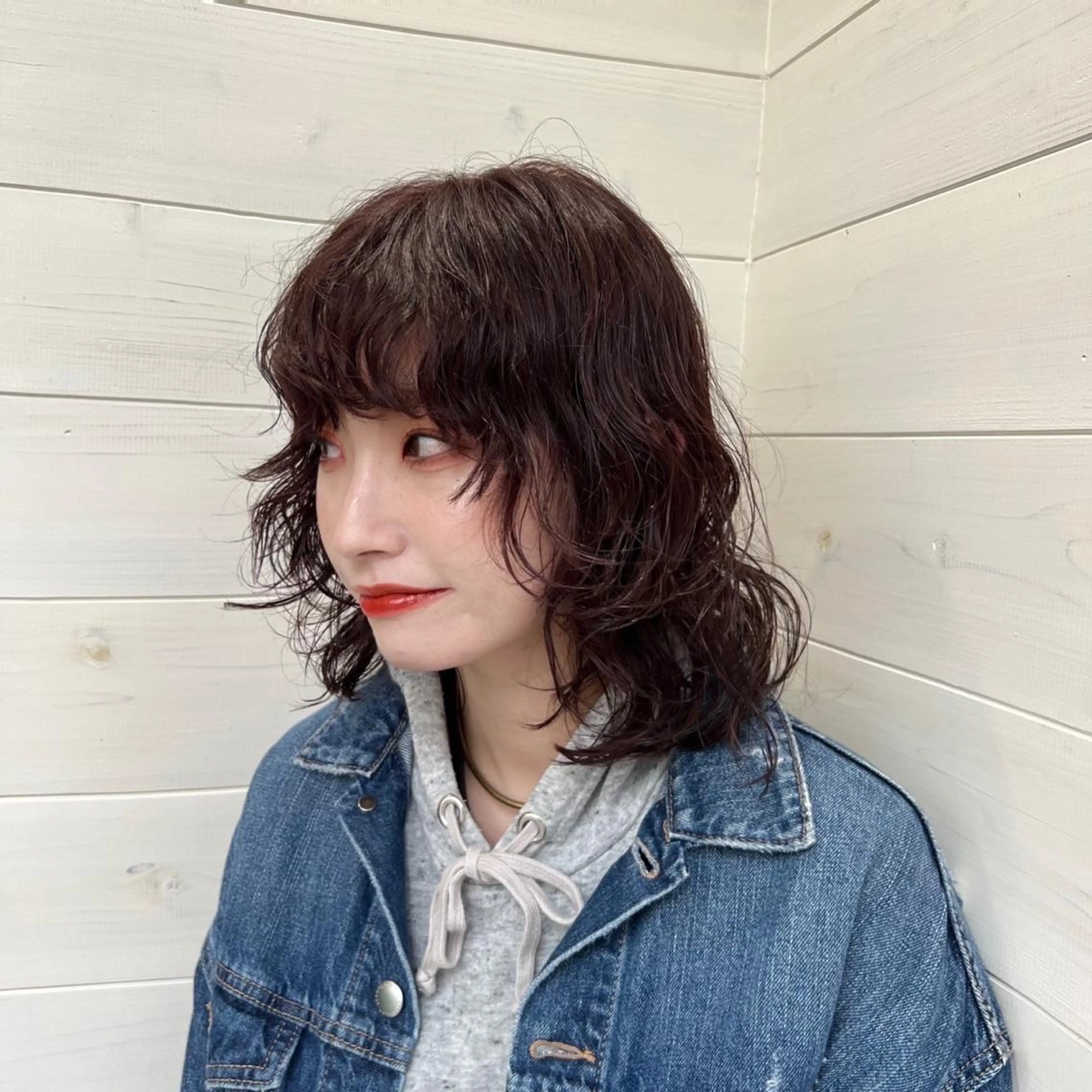 ミディアム カラー パーマ ミディアムパーマ ピンクカラー バイオレットカラー ボブ カット パーマ 縮毛矯正 トリートメント 🍇おぐら めぐみ🍇のヘアスタイル