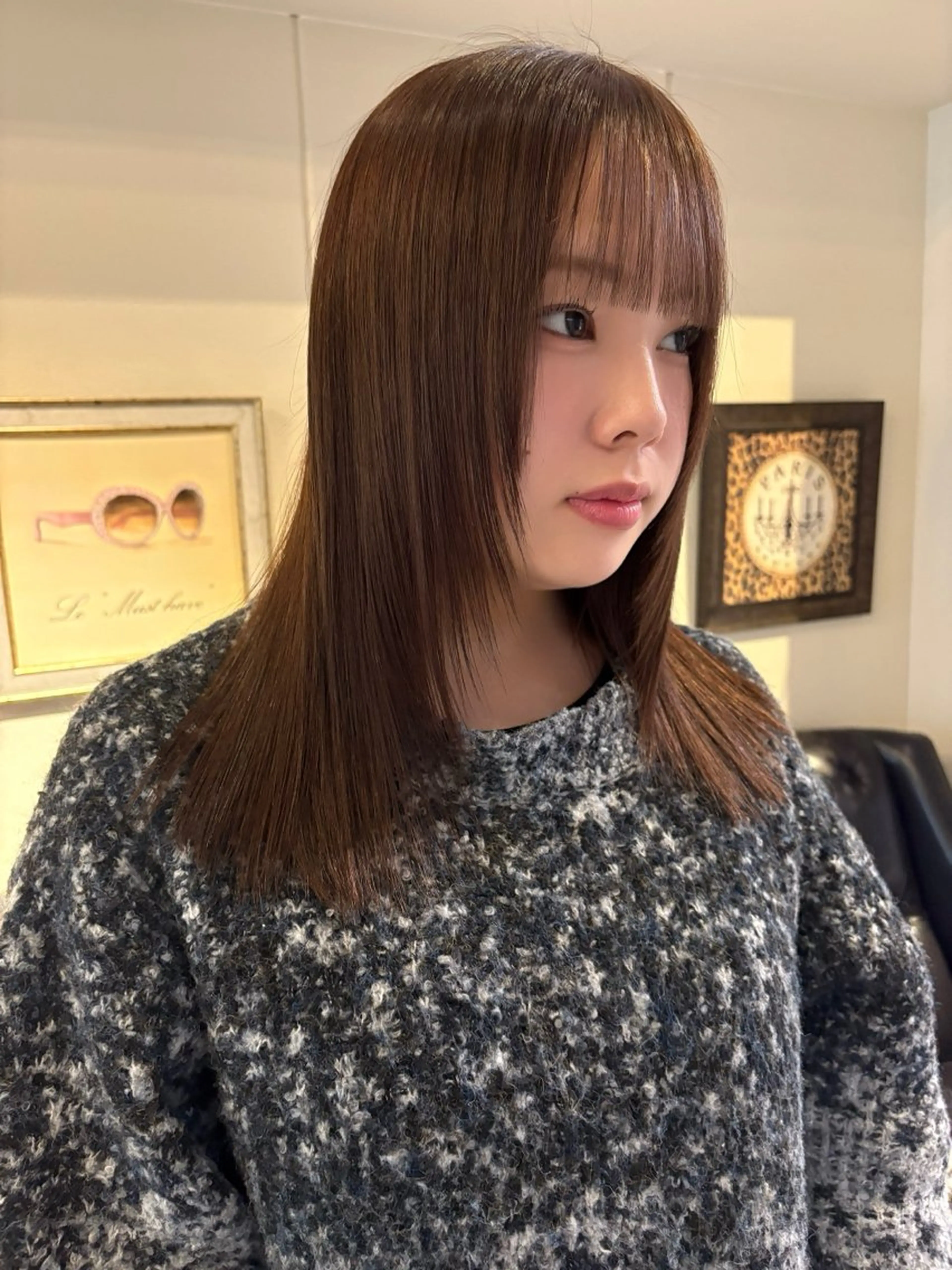 セミロング カラー ブリーチ 透明感カラー ブリーチなしカラー hair design chouchou所属・ichika/福岡 /透明感カラー🤎のヘアスタイル