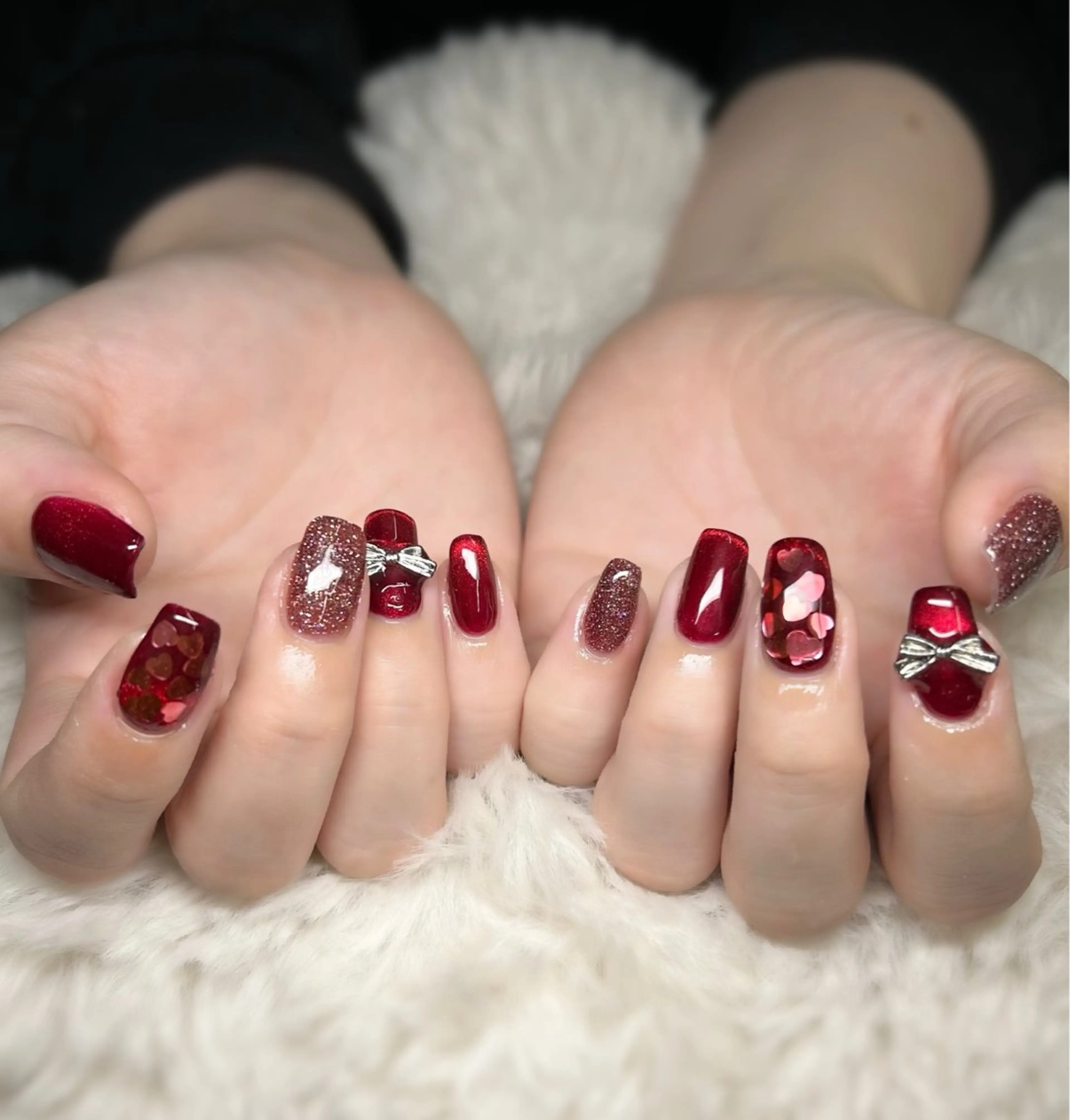 ネイル クリアネイル 赤色 ハンドネイル yamane de  salonのネイルデザイン