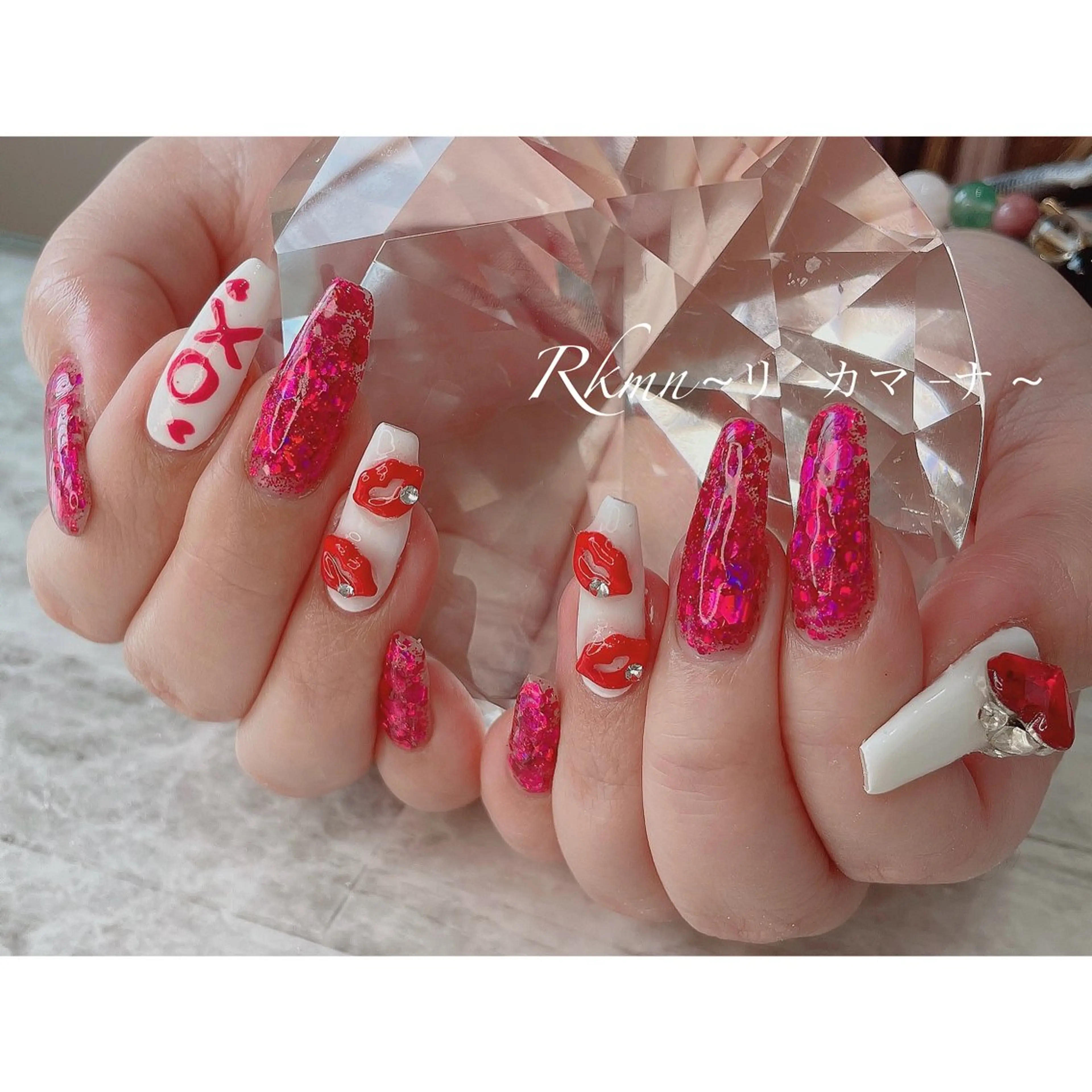 ネイル アートネイル ハート ラメ(グリッター) 春ネイル ハンドネイル フットネイル ハンドケア Rkmn ~リ-カマ-ナ~のネイルデザイン