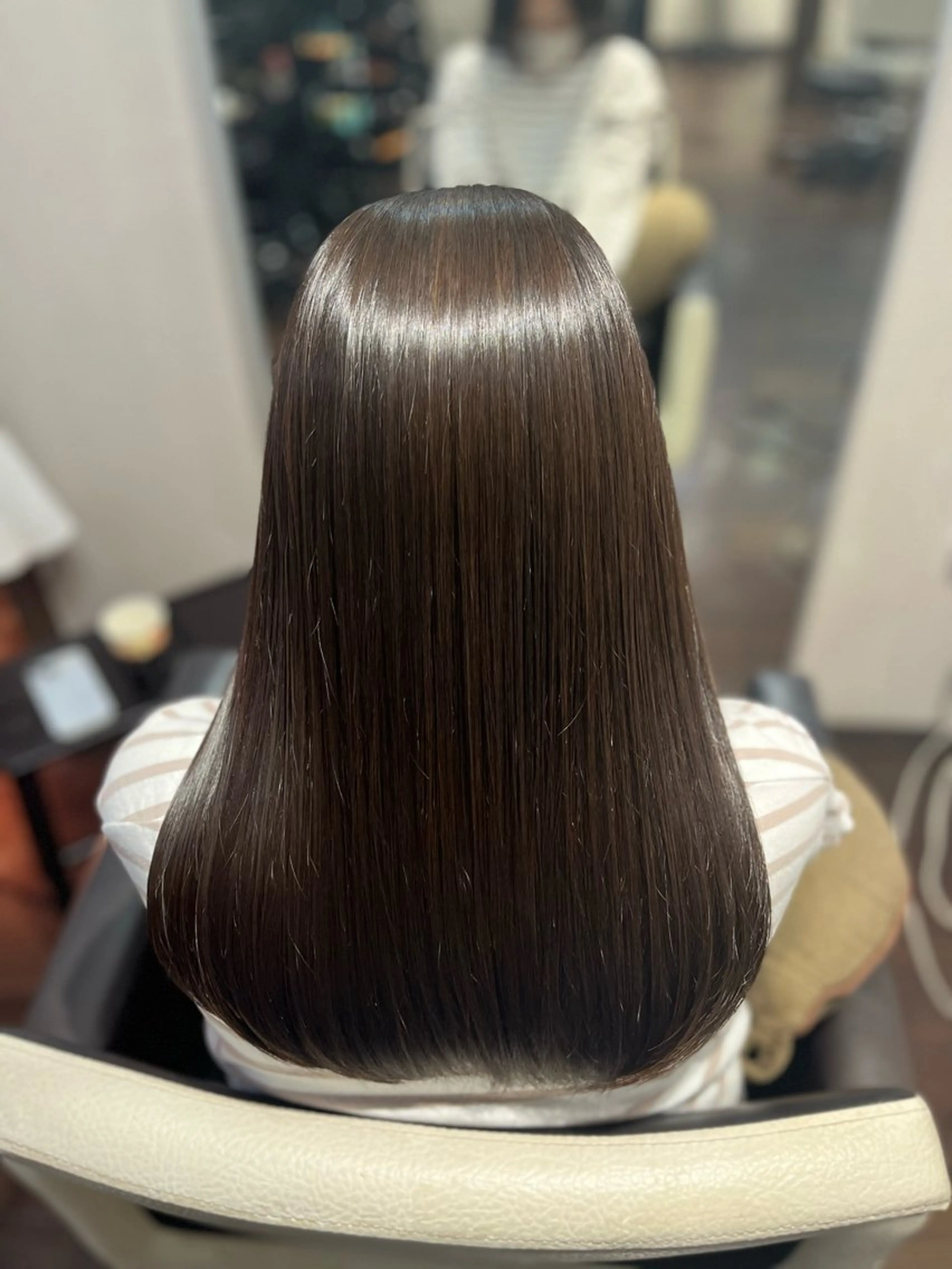 セミロング カラー 髪質改善 縮毛矯正 トリートメント @ YUTAのヘアスタイル