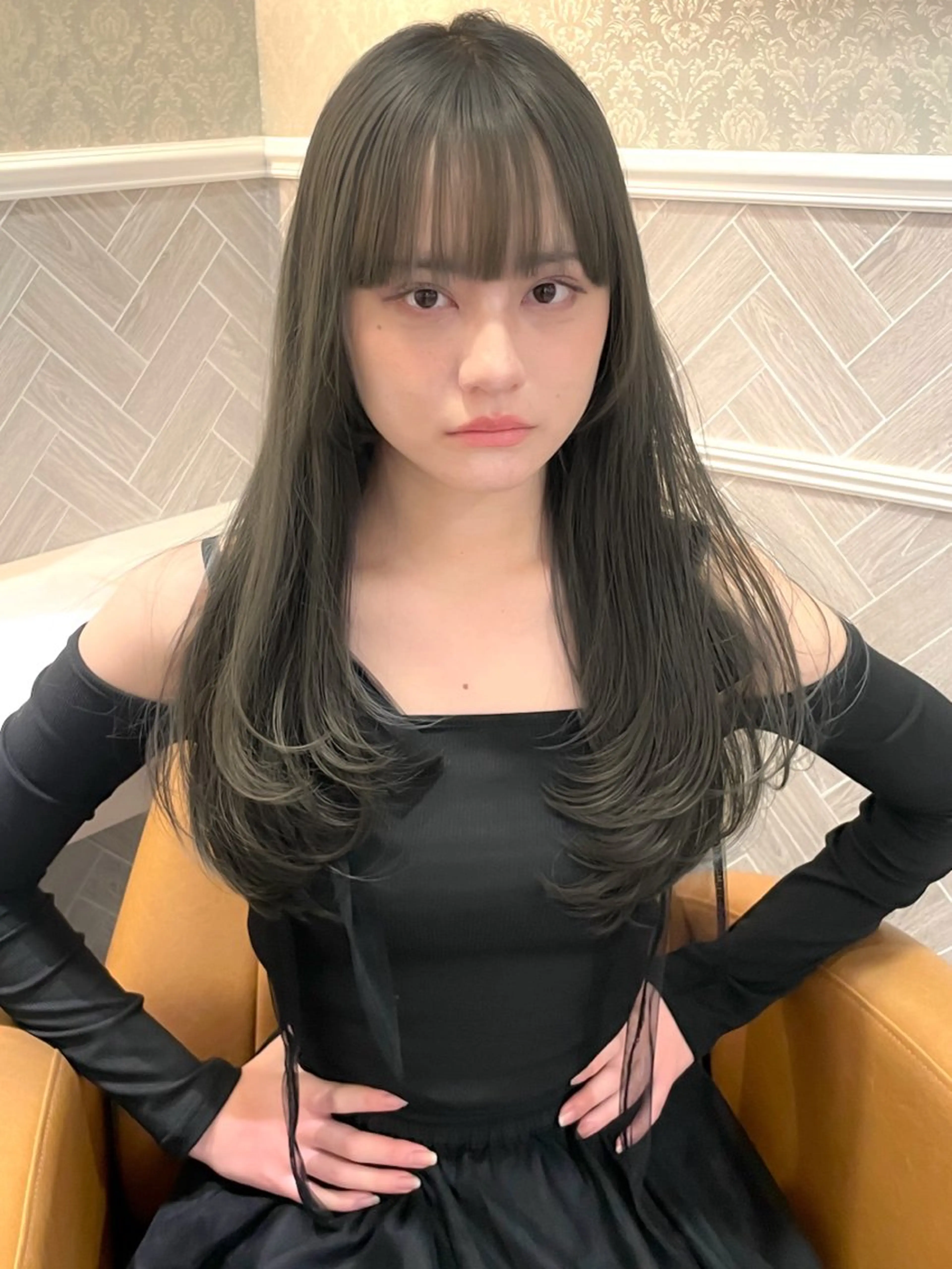 ロング 髪質改善 韓国風ヘア レイヤーカット ロング 縮毛矯正 カット ヘアカラー トリートメント 美髪縮毛矯正🤍 髪質改善/Shinaのヘアスタイル