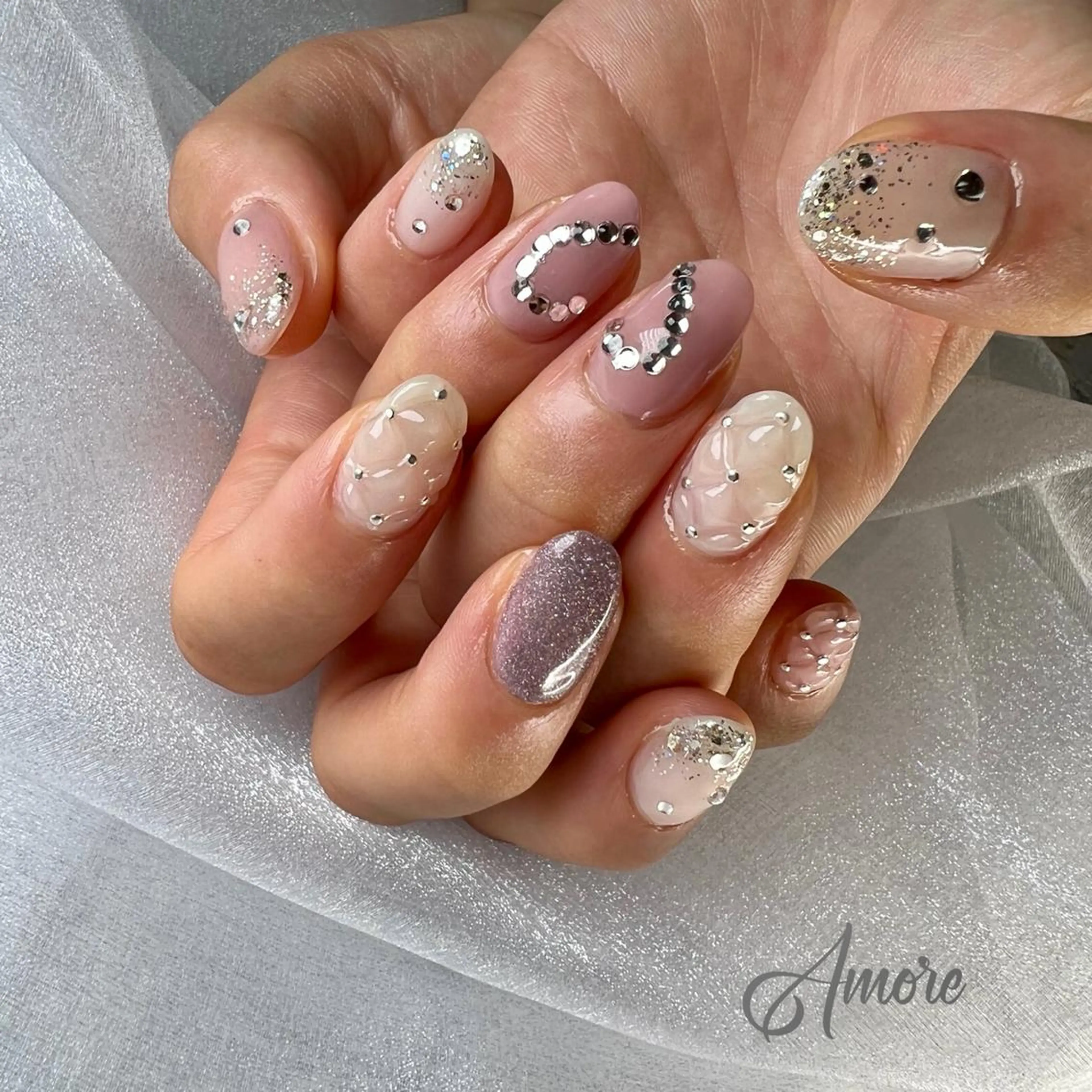 ネイル ジェルネイル ミラーネイル オフィスネイル パラジェル You kyehwaのネイルデザイン