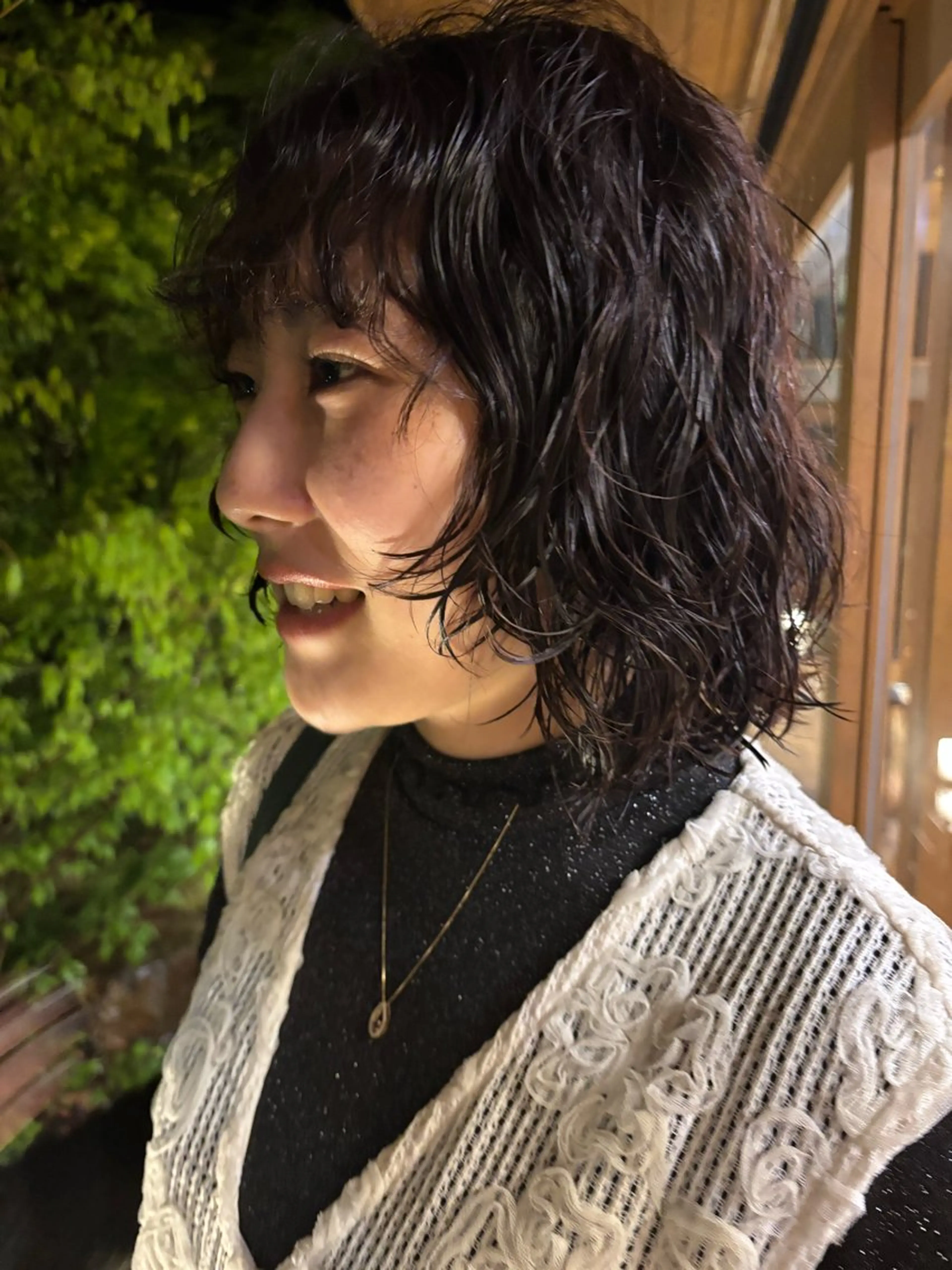 ミディアム パーマ レイヤーカット 柏葉 南斗のヘアスタイル