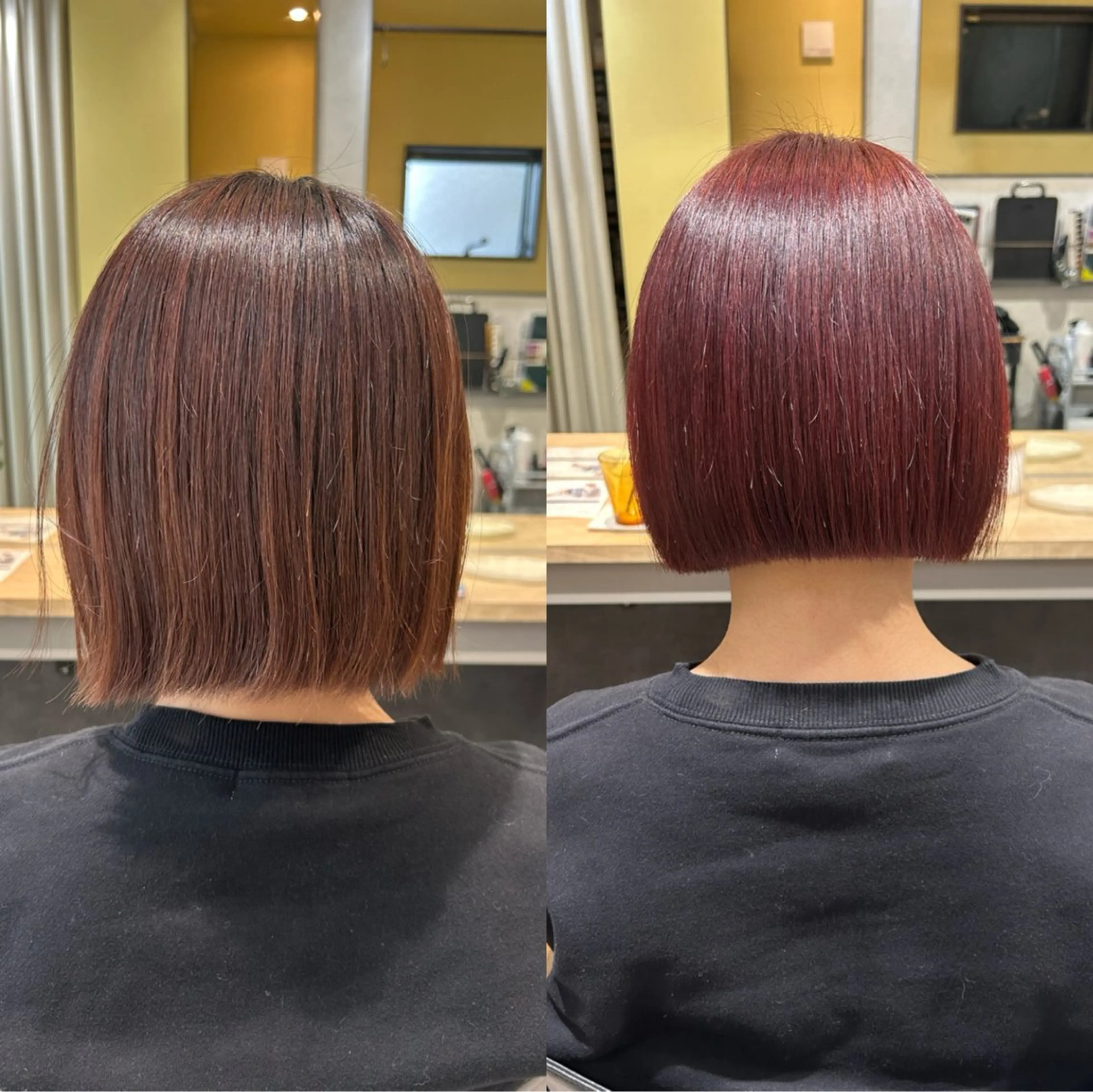 ショート カラー ブリーチ ボルドーカラー ダブルカラー レッドカラー カット ヘアカラー トリートメント hub hair レイヤー/透明感のヘアスタイル