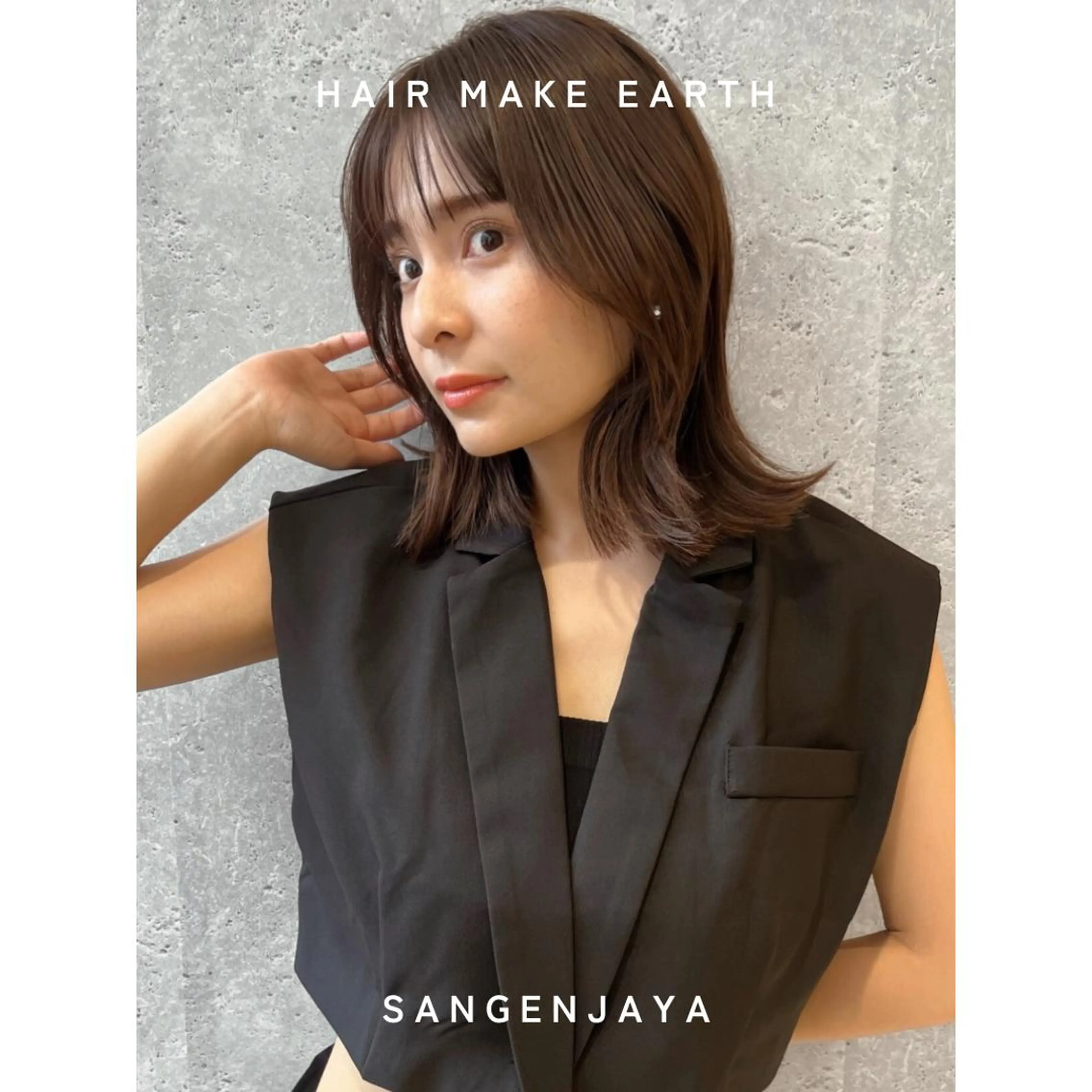 ミディアム ボブレイヤー ボブ くびれヘア レイヤーカット 外ハネヘア hair make earth 🪡のヘアスタイル