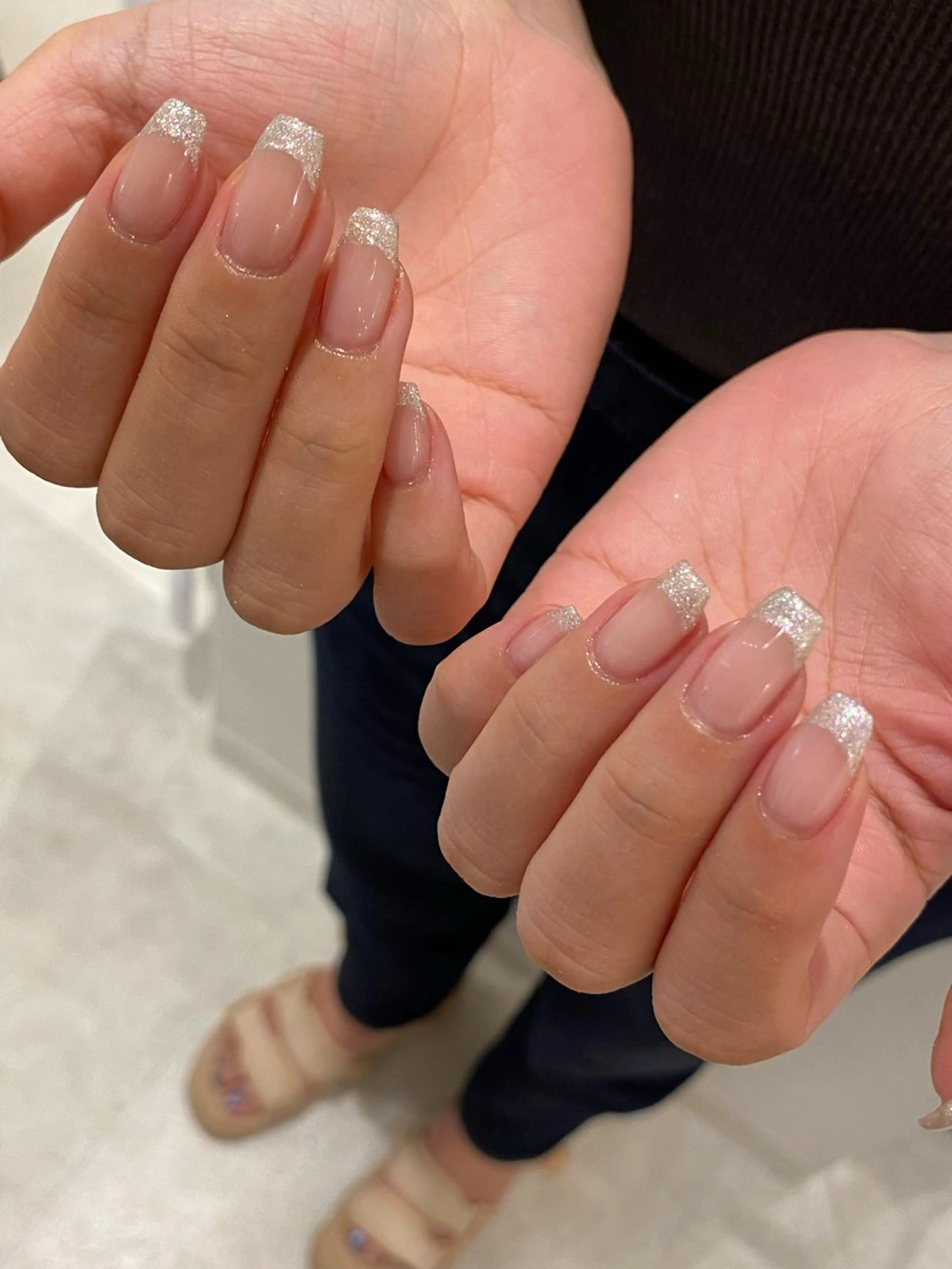 ネイル フレンチネイル ラメ(グリッター) ハンドネイル Ann nailのネイルデザイン