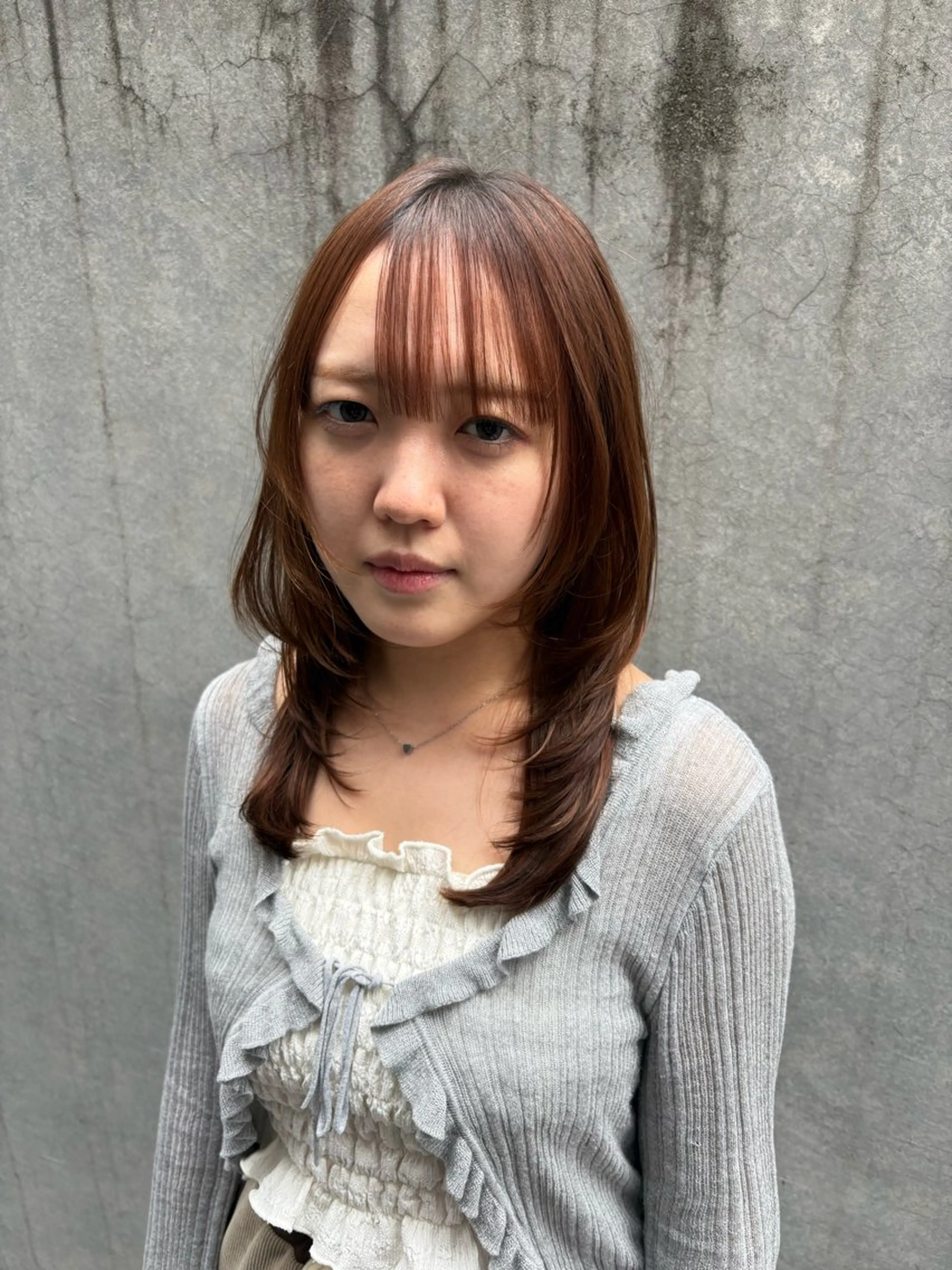 ミディアム ミディアムパーマ ハッシュカット リカ/ハイトーン ・オリーブ🍀のヘアスタイル