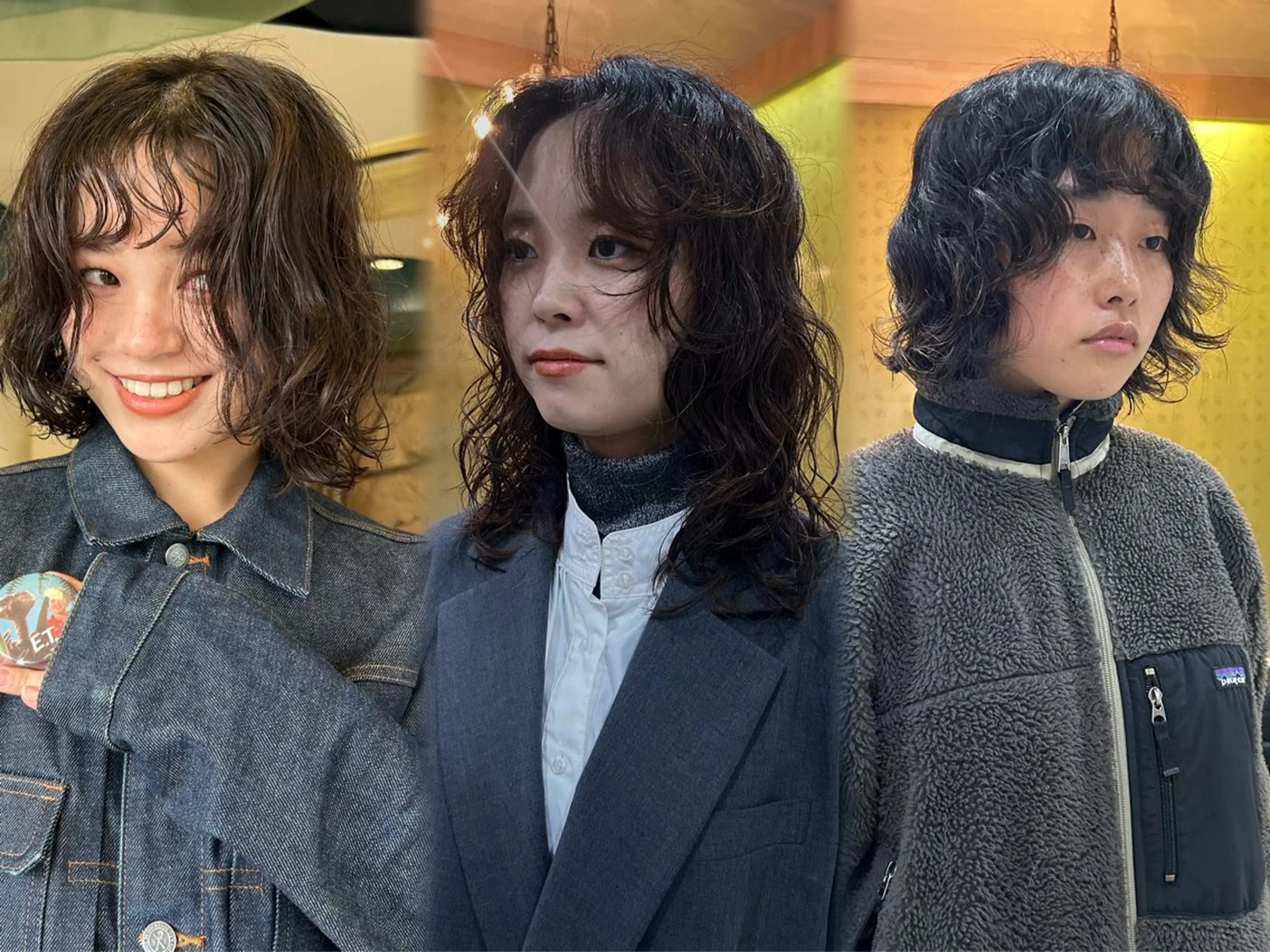 ミディアム パーマ ミディアムパーマ ボブ レイヤーカット カット パーマ 似合わせパーマ/ メンズパーマ/しゅうのヘアスタイル