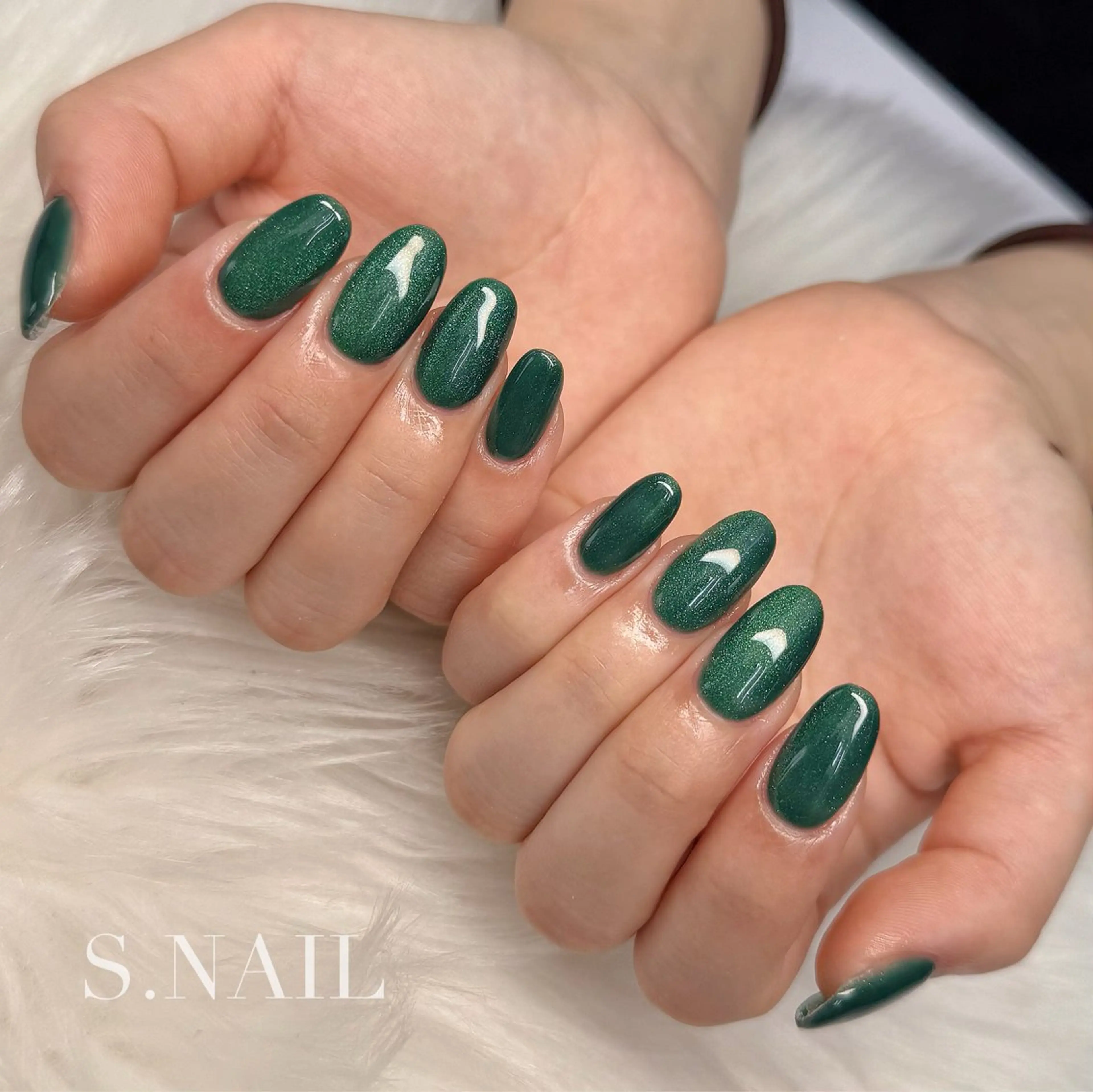 ネイル グリーン マグネットネイル ハンドネイル S.NAIL Suuのネイルデザイン