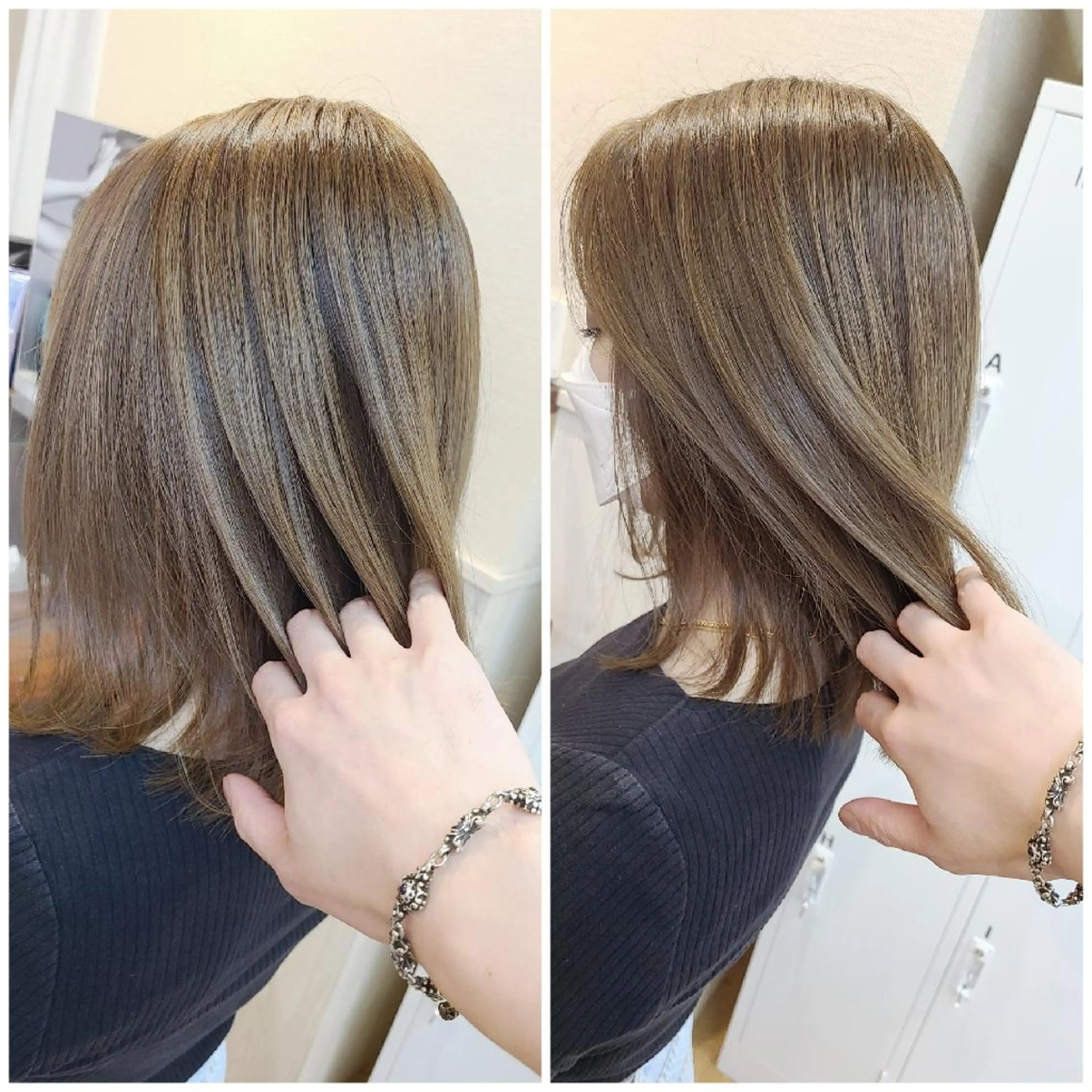 セミロング カラー ベージュカラー ブリーチ ミルクティーベージュ ブリーチなしカラー ウルフカット カット ヘアカラー トリートメント 【ネウィ天王寺 】seiyaのヘアスタイル