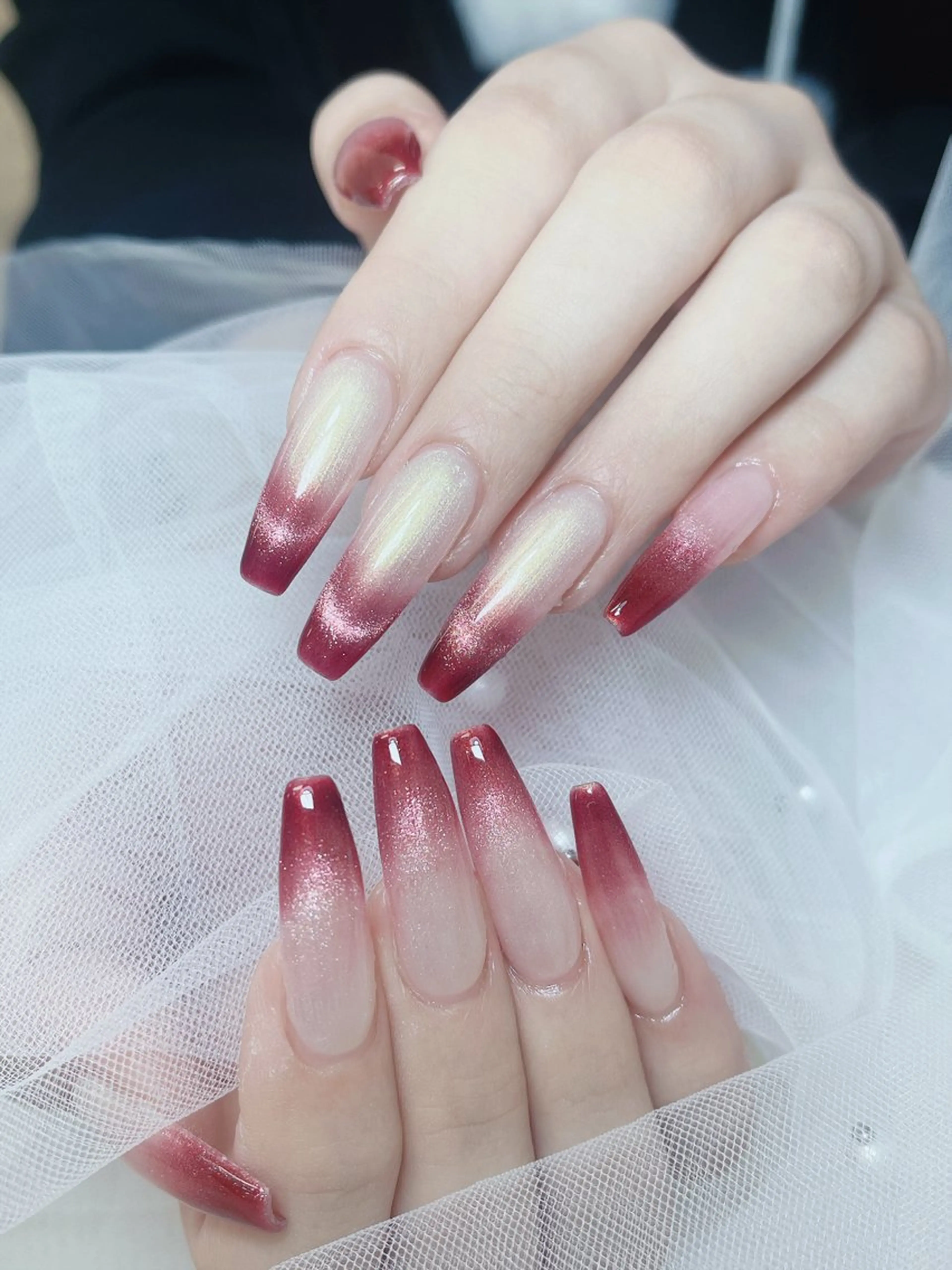 ネイル チークネイル フレンチネイル グラデーション キラキラネイル 韓国ネイル ハンドネイル DUO MI nail salonのネイルデザイン