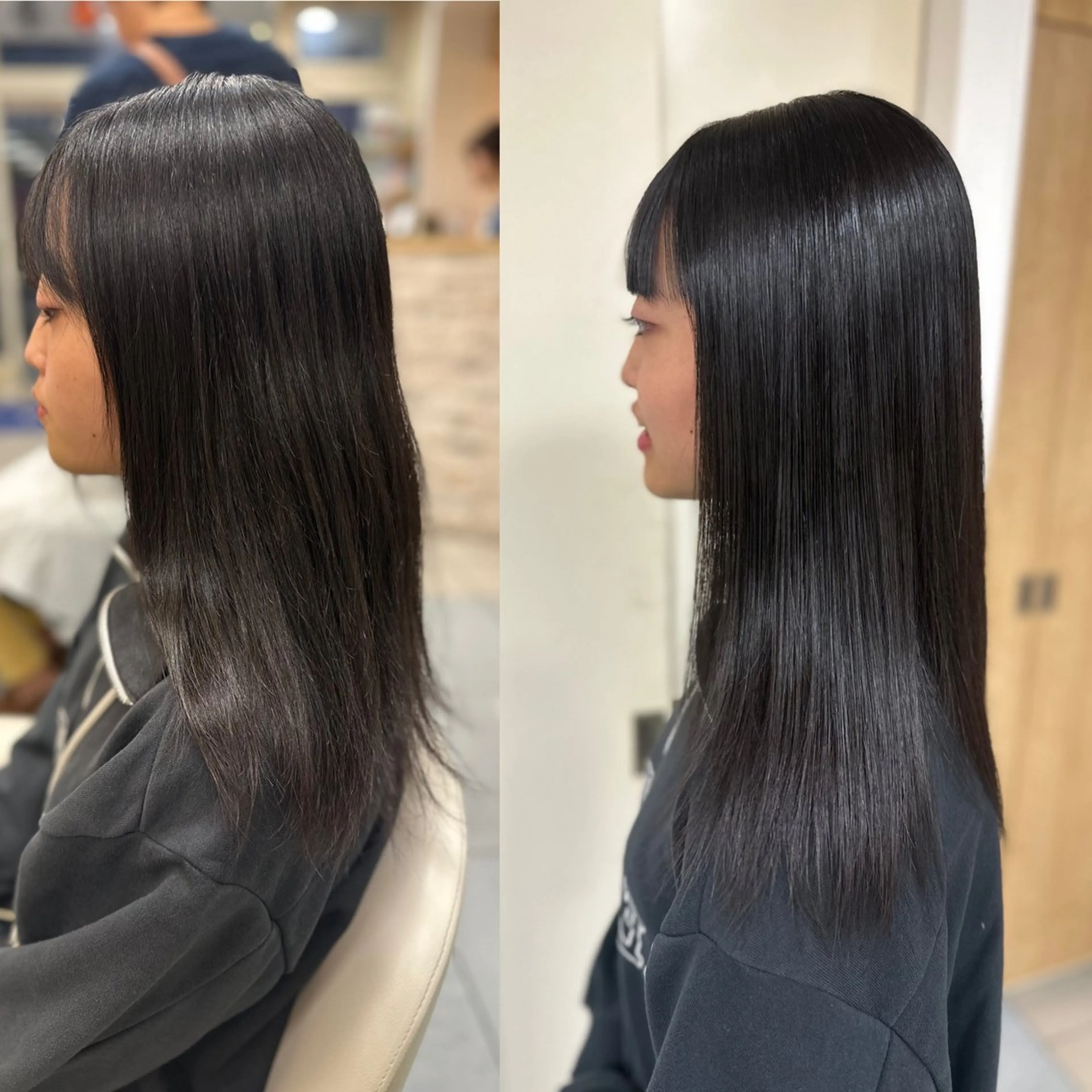 セミロング パーマ カット 縮毛矯正 トリートメント 髪質改善/縮毛矯正 /ブリーチ矯正/岡部のヘアスタイル