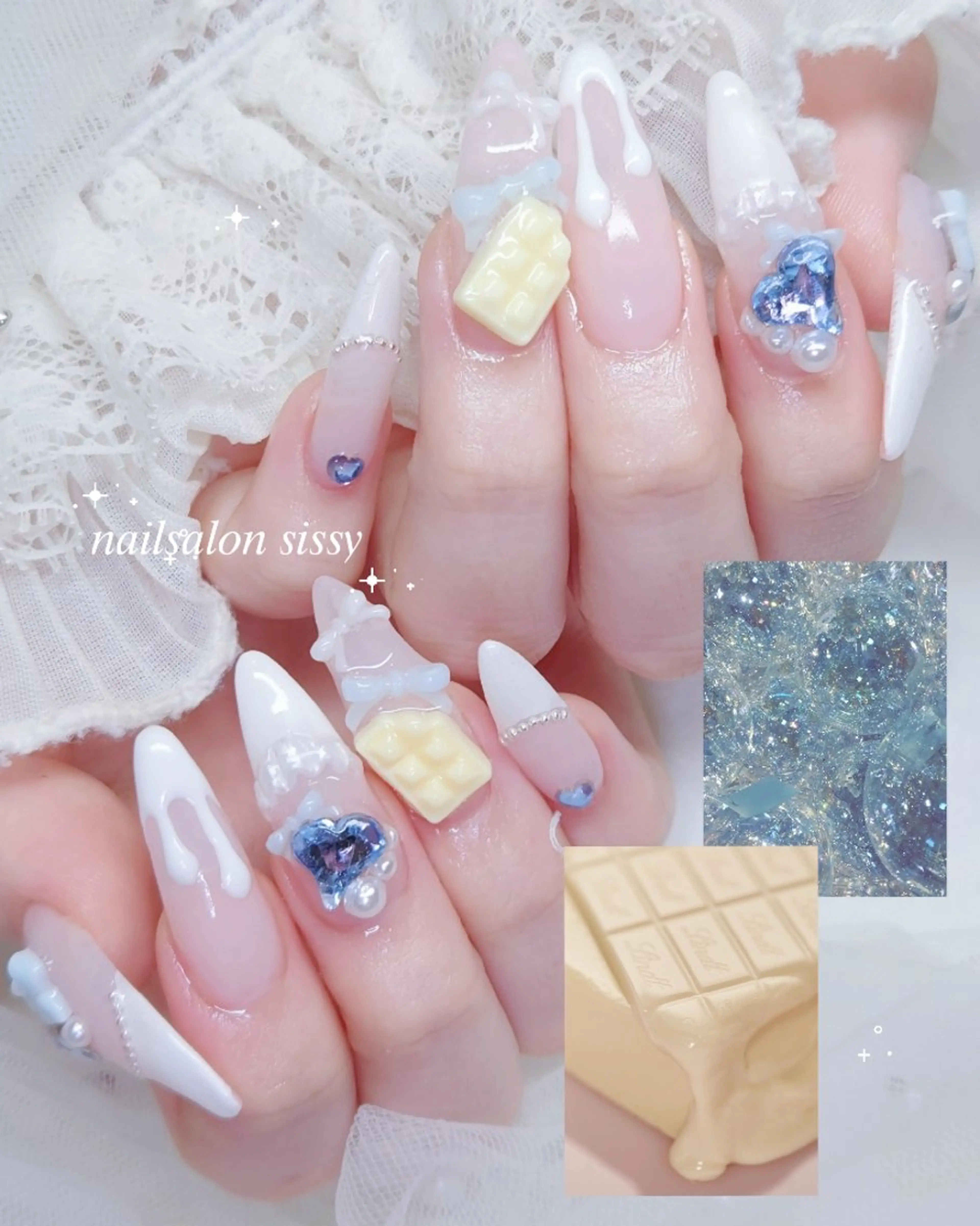 ネイル キラキラネイル 春ネイル ハンドネイル sissy hatsuneのネイルデザイン