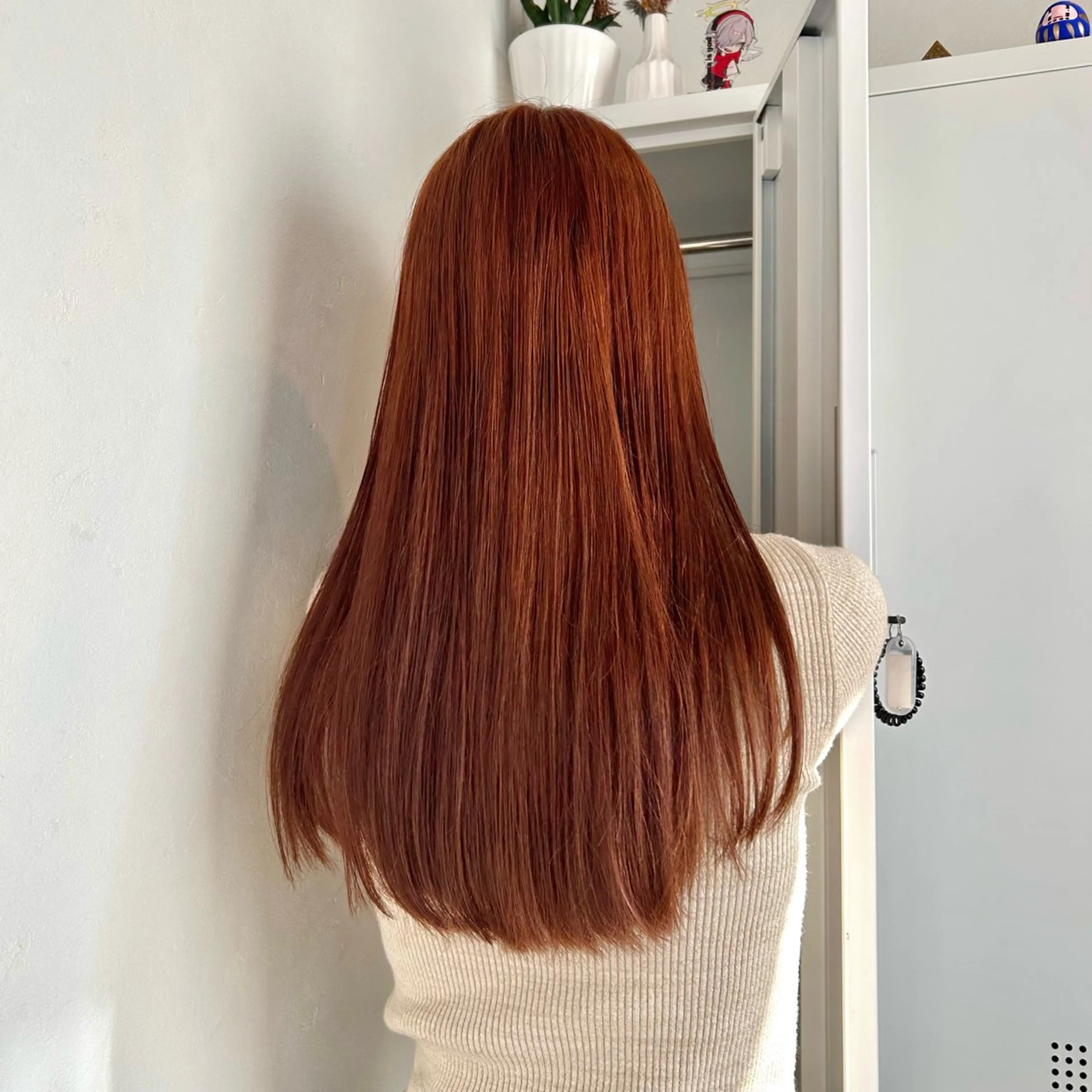 ロング カラー ブラウンカラー オレンジ オレンジブラウン カット ヘアカラー トリートメント 艶カラー/レイヤー/ ハイトーン/まなみのヘアスタイル