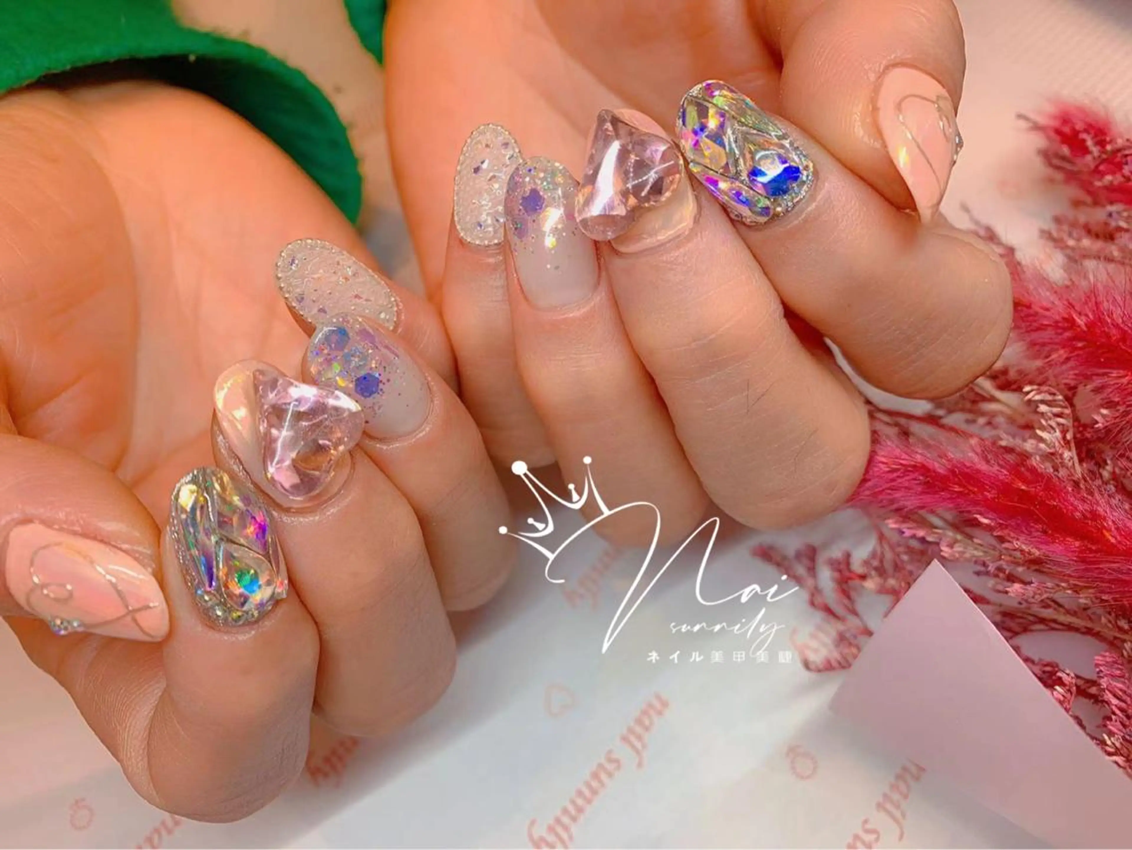 ネイル ストーンネイル 長さだし専門店 M2　rikaのネイルデザイン