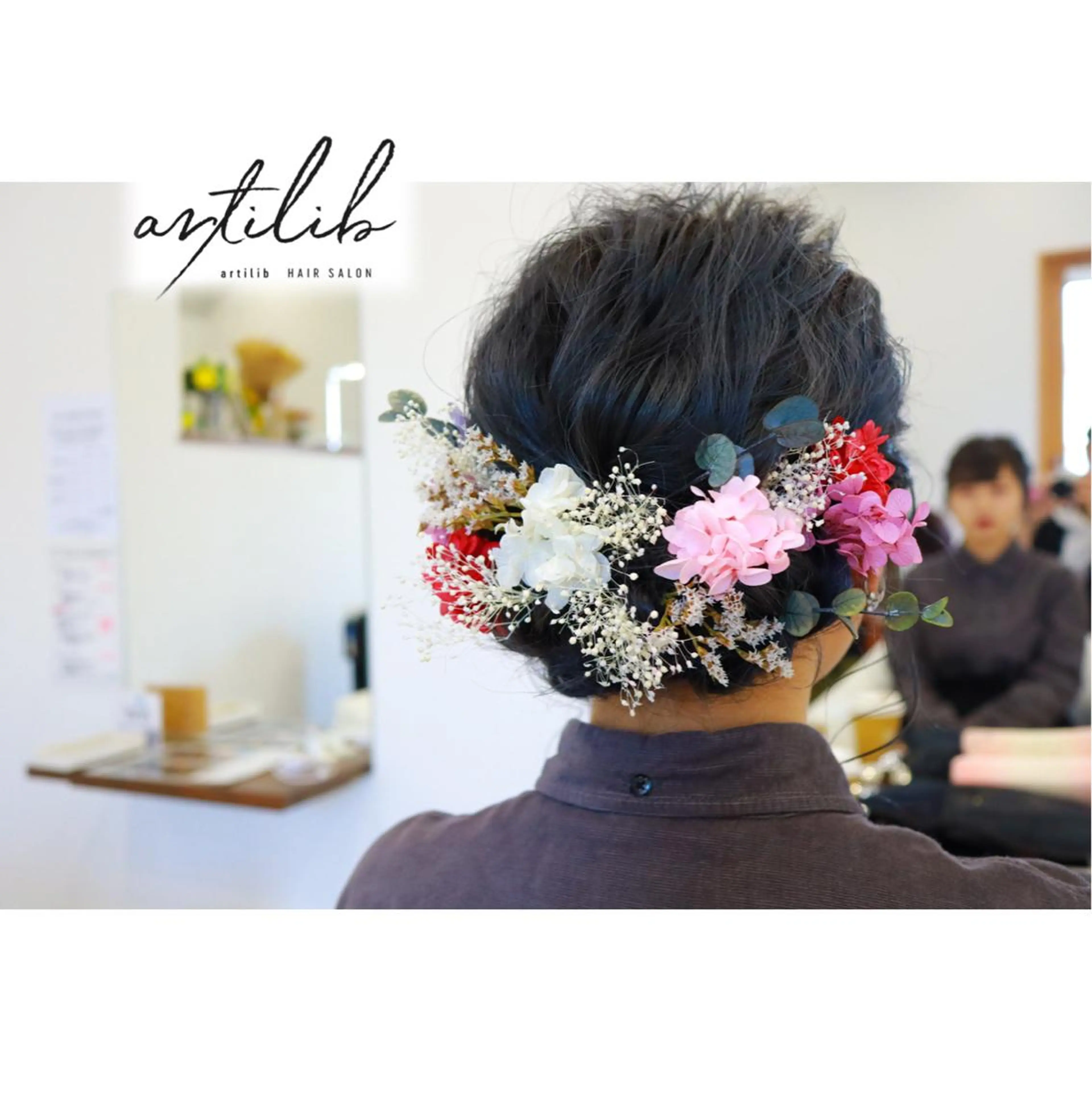 ロング カラー ヘアアレンジ 切りっぱなしボブ ショートボブ アディクシーカラー アクアカラー 透明感カラー SHO担当髪質改善 東加古川アーティブのヘアスタイル