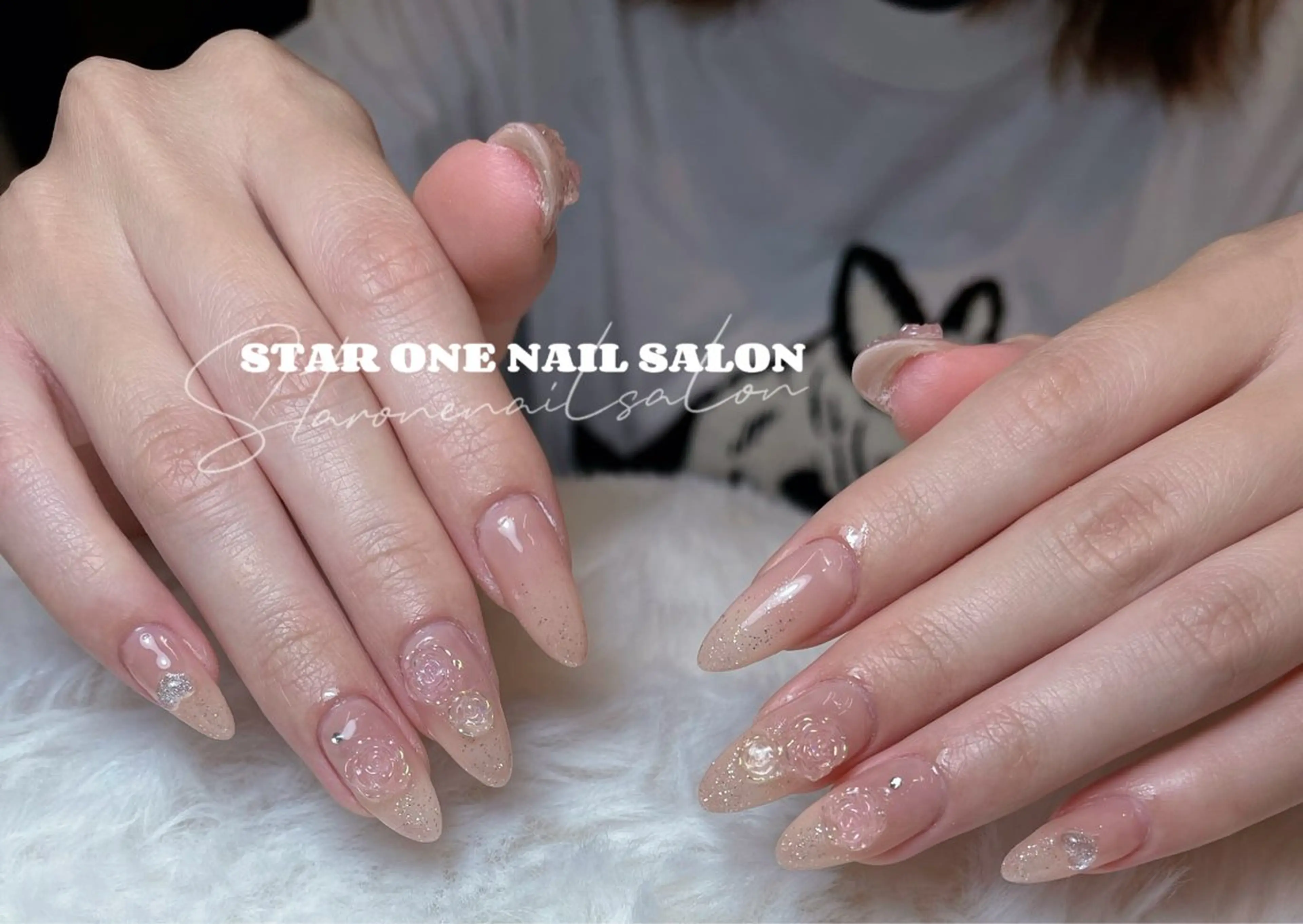 ネイル オーロラネイル チークネイル クリアネイル キラキラネイル 韓国ネイル ハンドネイル 星 あみのネイルデザイン