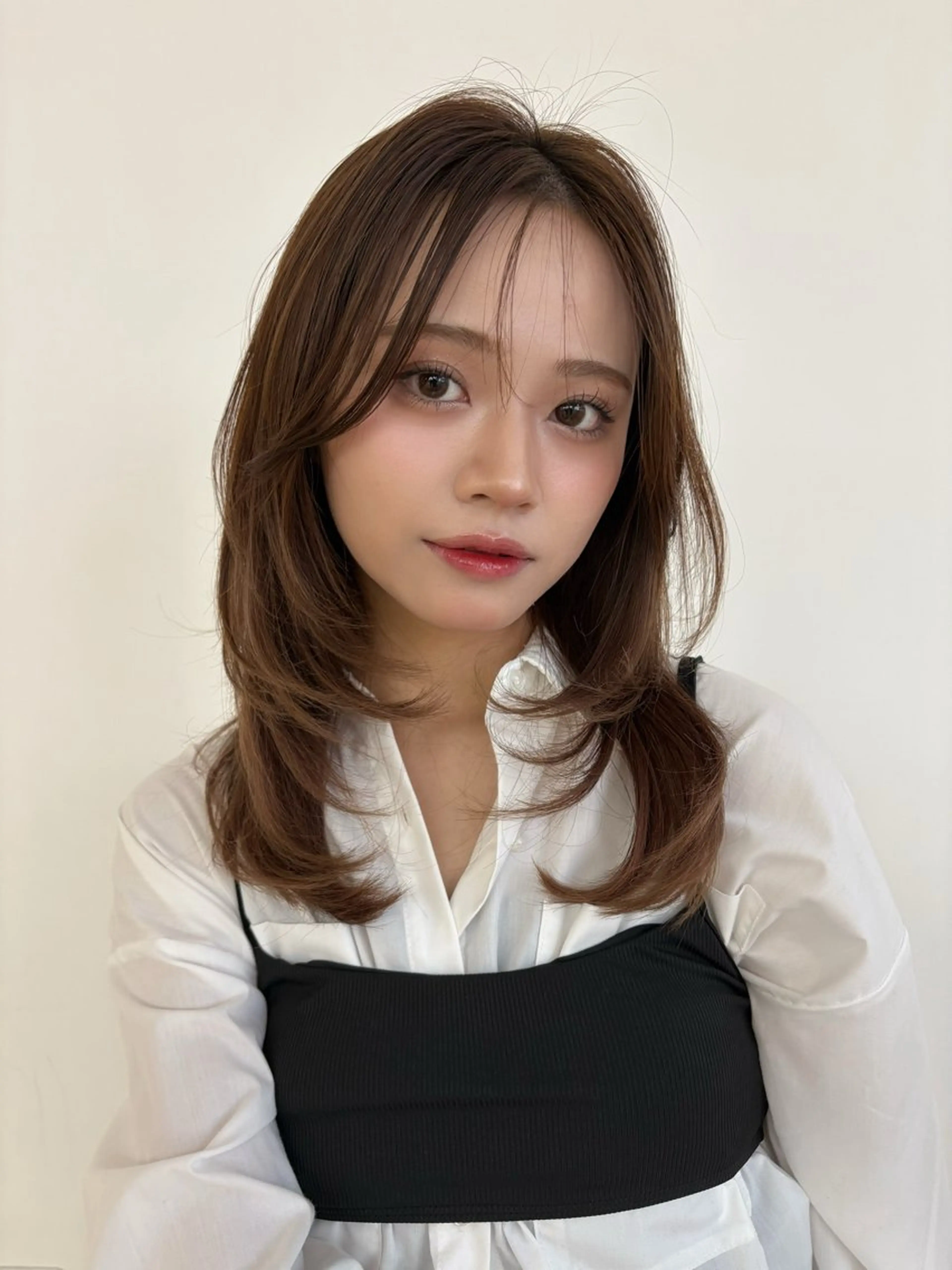 セミロング カラー カット ヘアカラー トリートメント 🎀優姫 🎀 韓国レイヤーのヘアスタイル